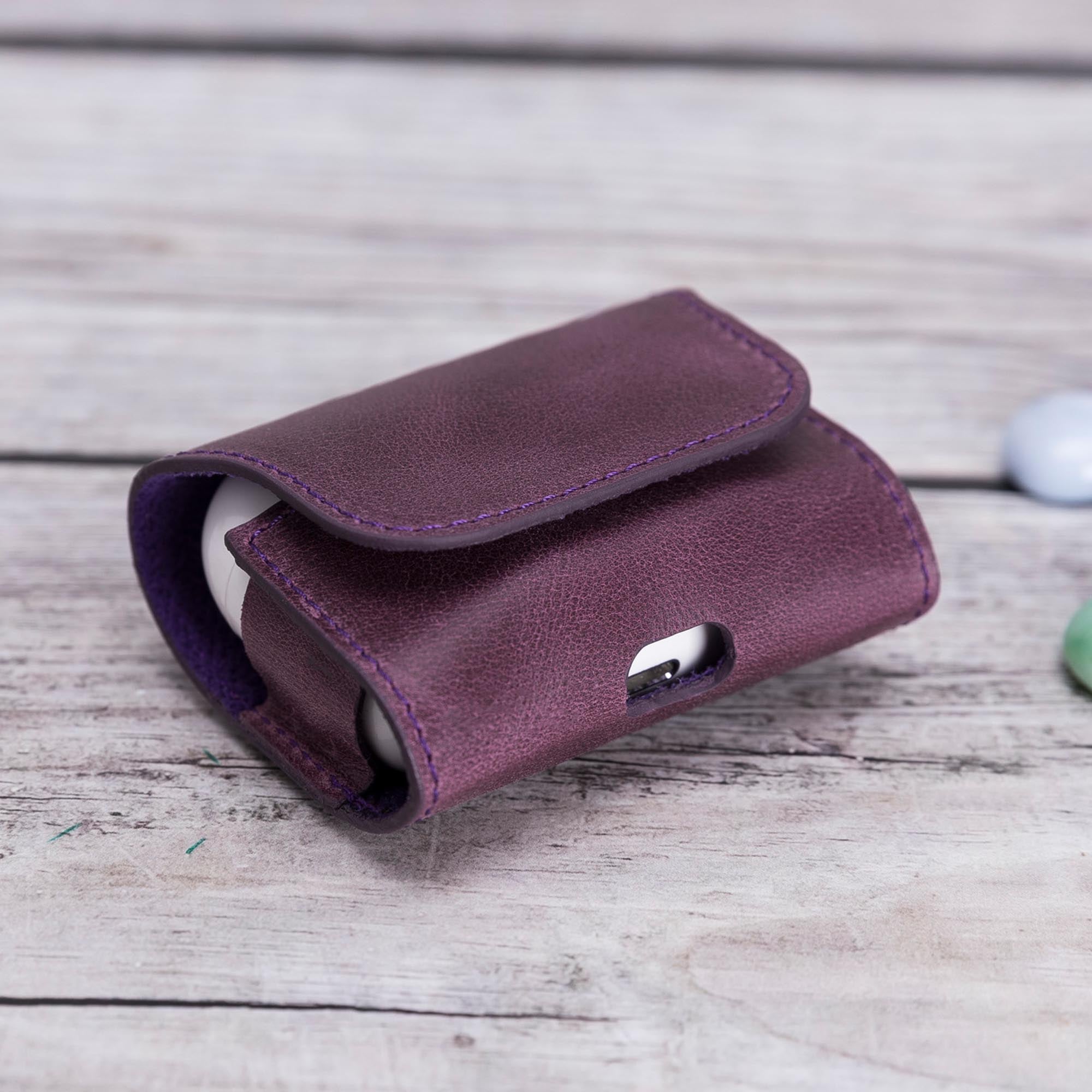 Mai Magnet Leather Case for AirPods Pro - PURPLE - saracleather