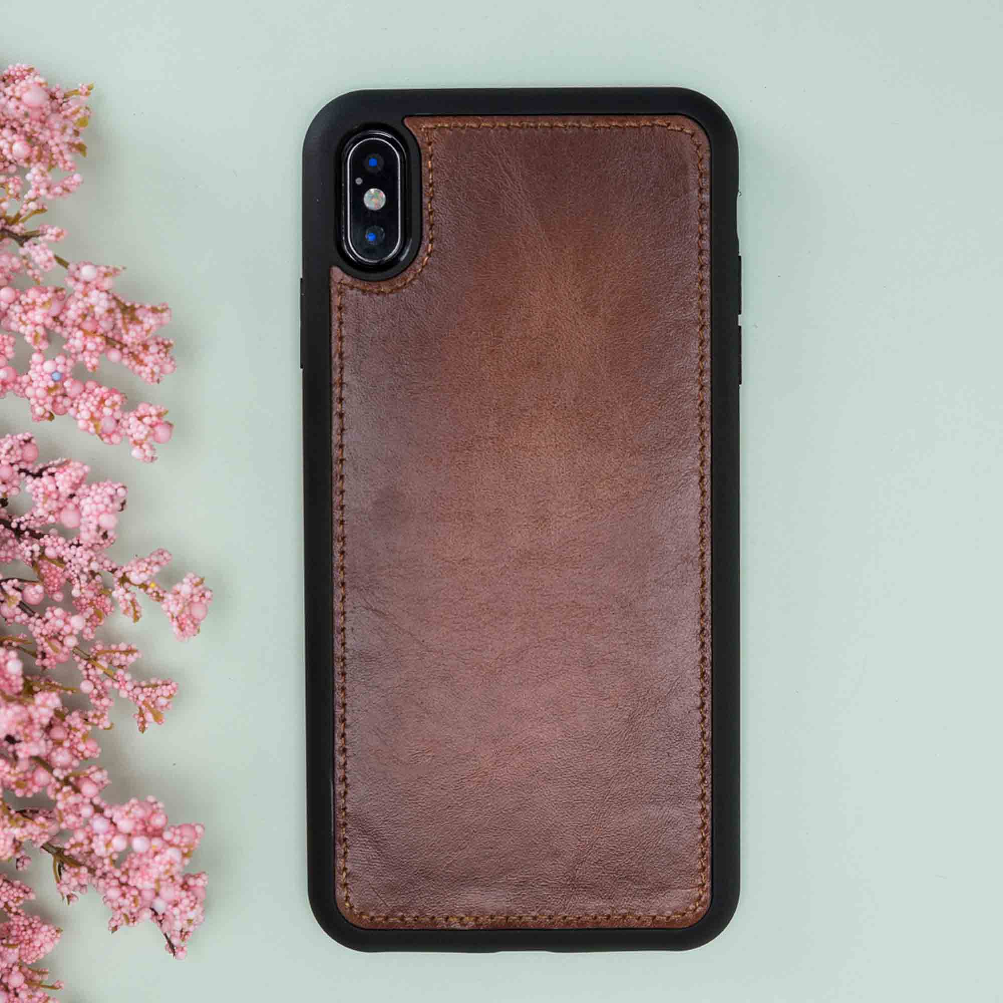 Magic Magnetic Detachable Leather Wallet Case for iPhone XS Max (6.5") - EFFECT BROWN - saracleather