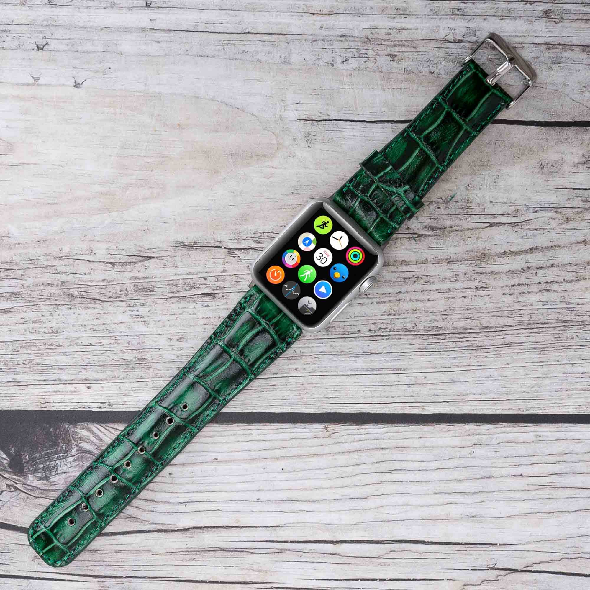 Full Grain Leather Band for Apple Watch - GREEN - saracleather