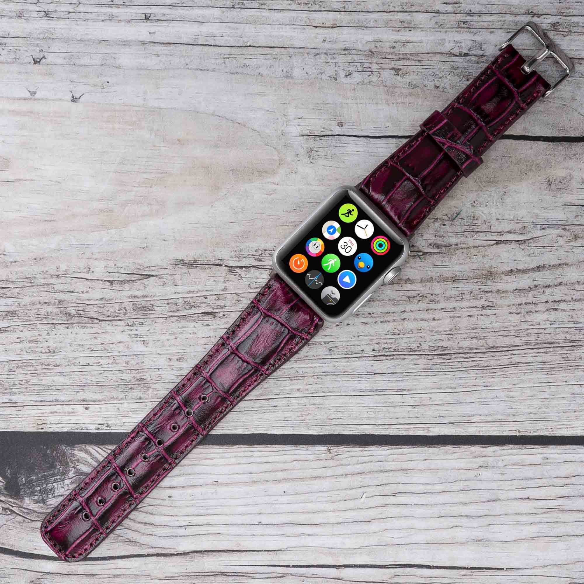 Full Grain Leather Band for Apple Watch - PURPLE - saracleather