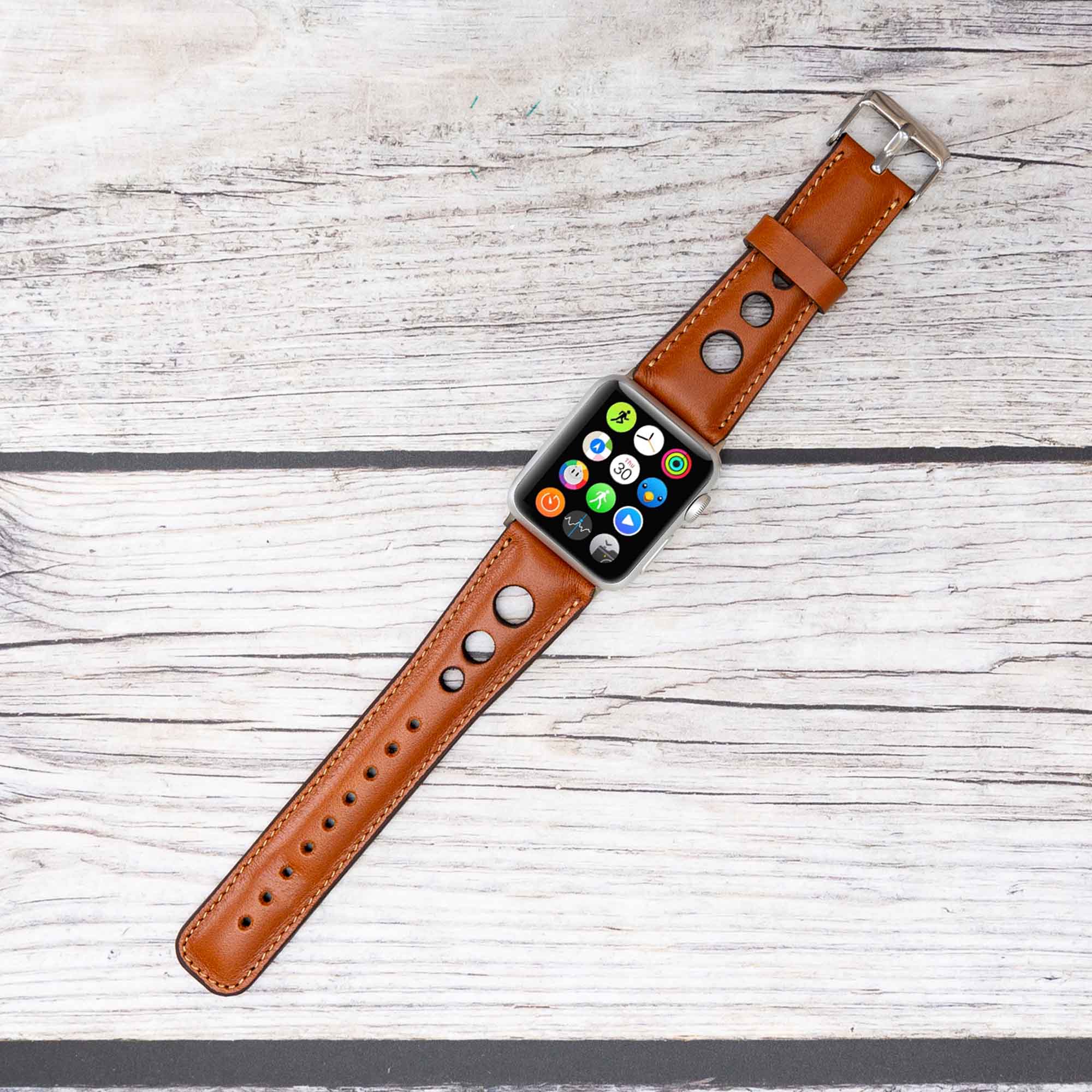 Holo Strap: Full Grain Leather Band for Apple Watch 38mm / 40mm - TAN - saracleather