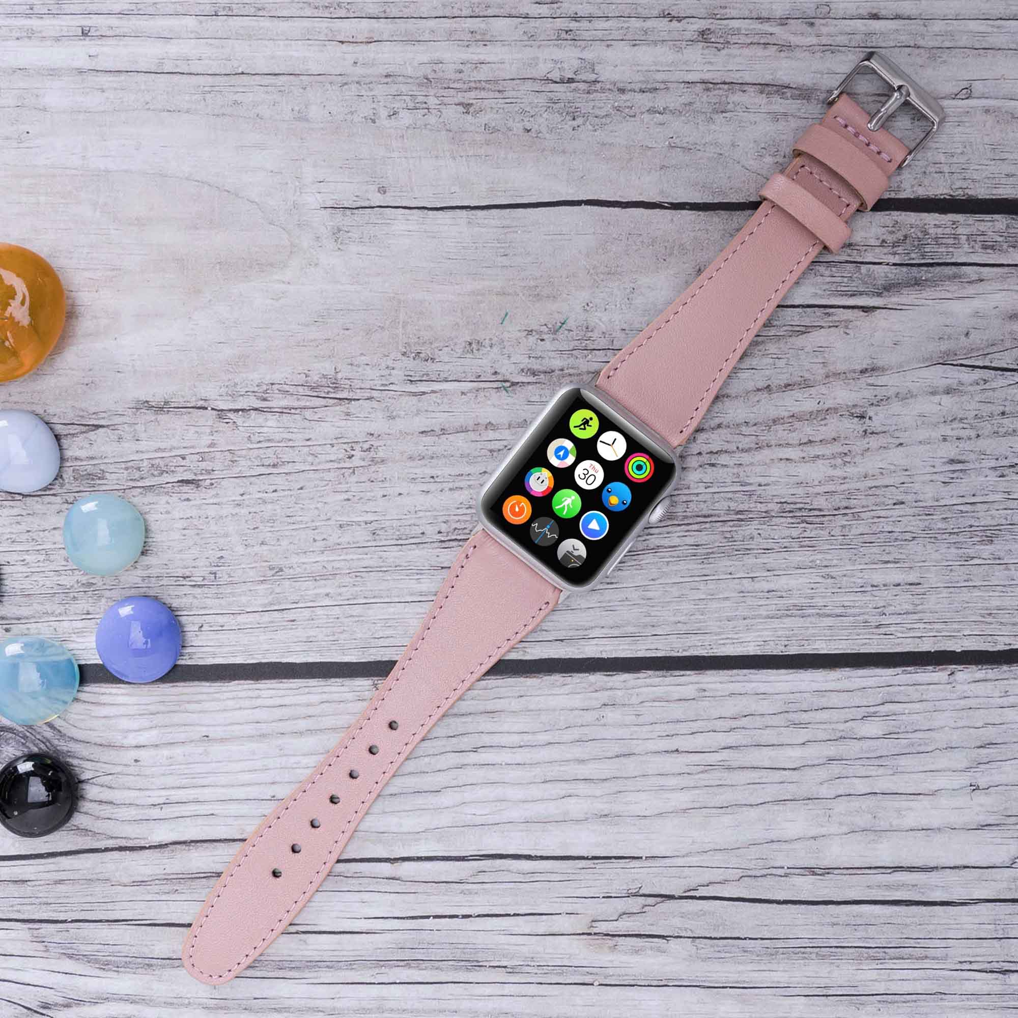 Full Grain Leather Band for Apple Watch - PINK - saracleather