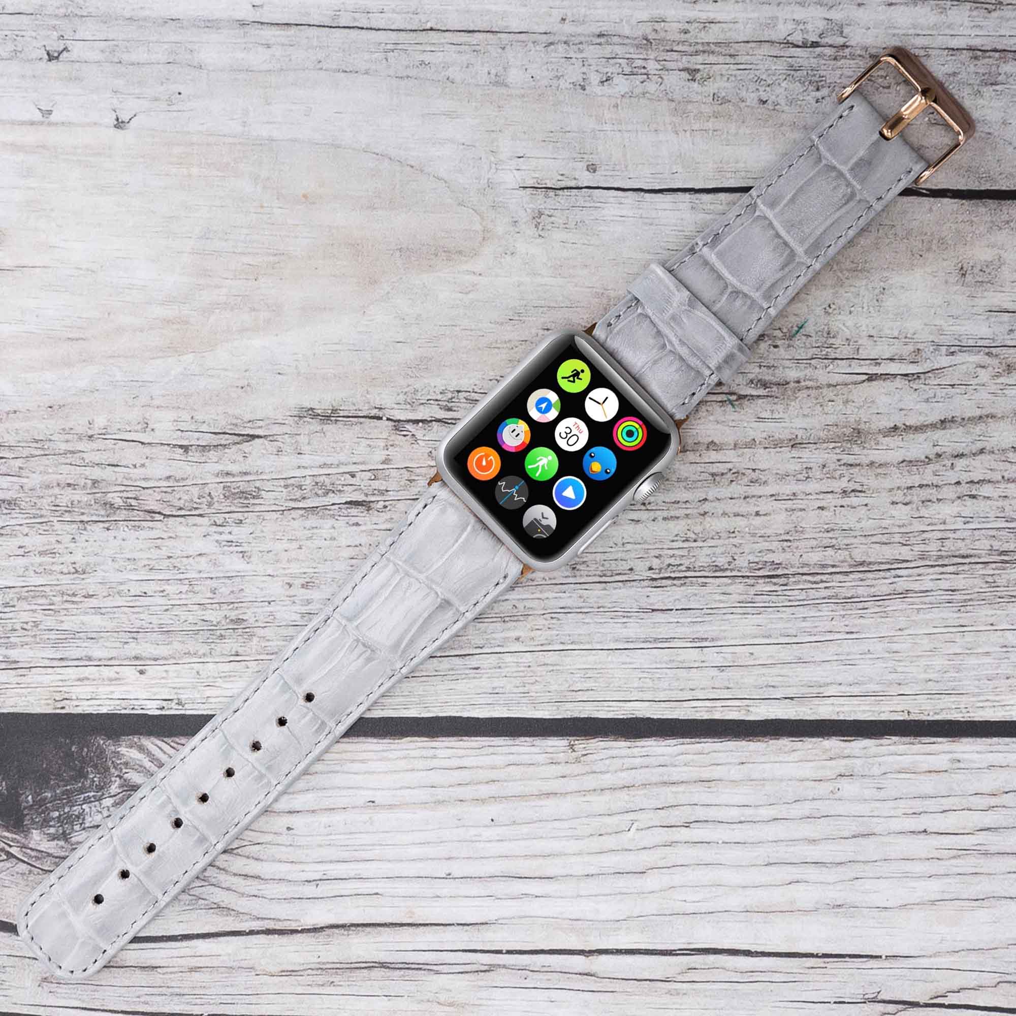 Full Grain Leather Band for Apple Watch - GRAY - saracleather