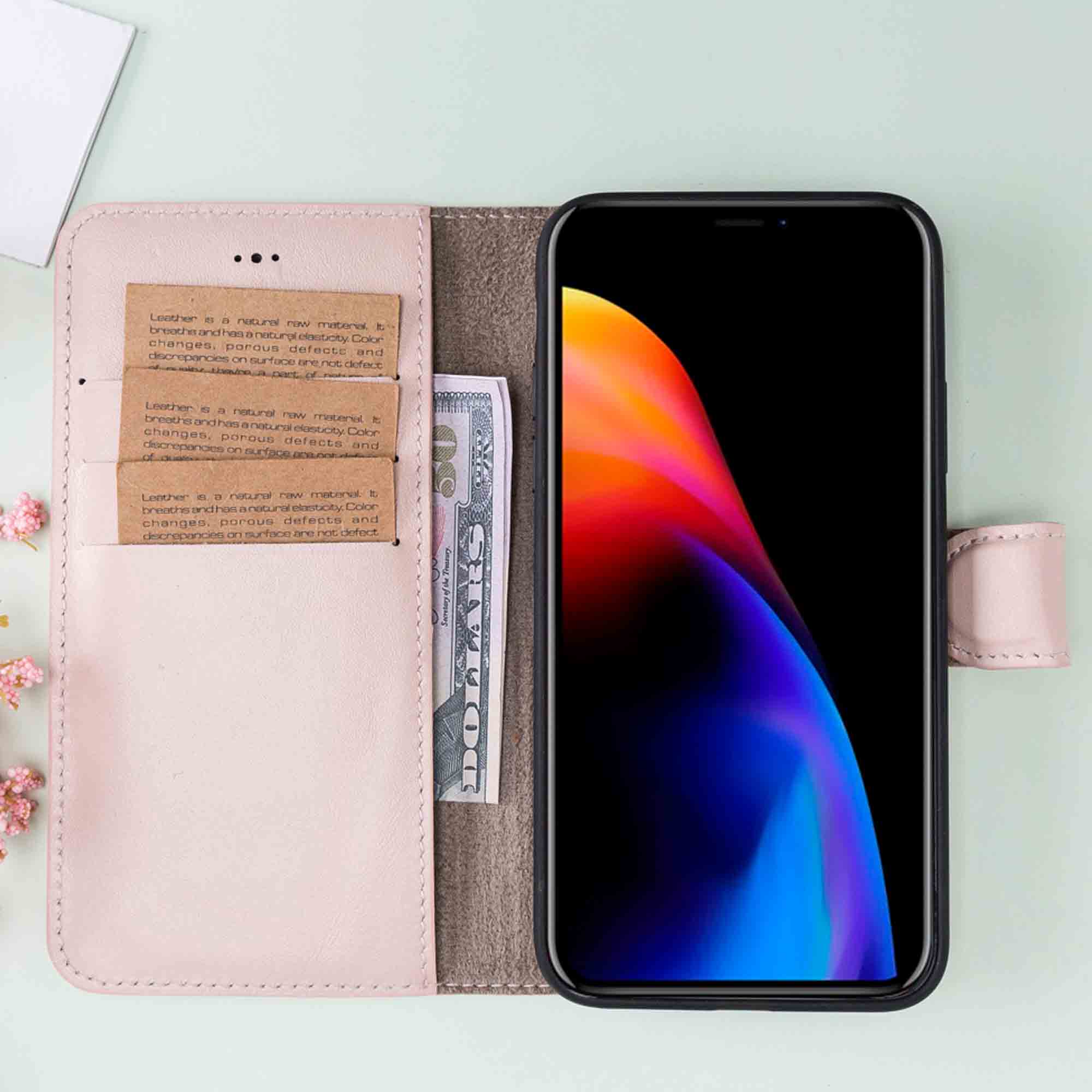 Magic Magnetic Detachable Leather Wallet Case for iPhone XS Max (6.5") - PINK - saracleather