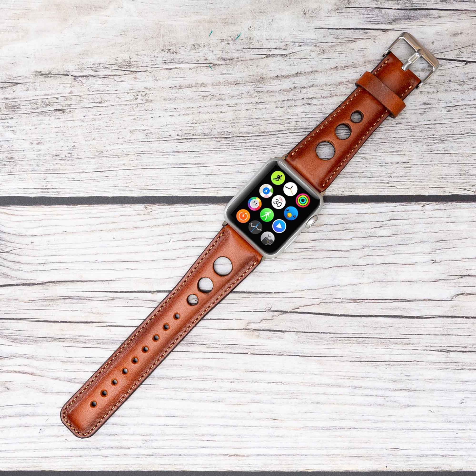 Holo Strap: Full Grain Leather Band for Apple Watch 38mm / 40mm - EFFECT TAN - saracleather