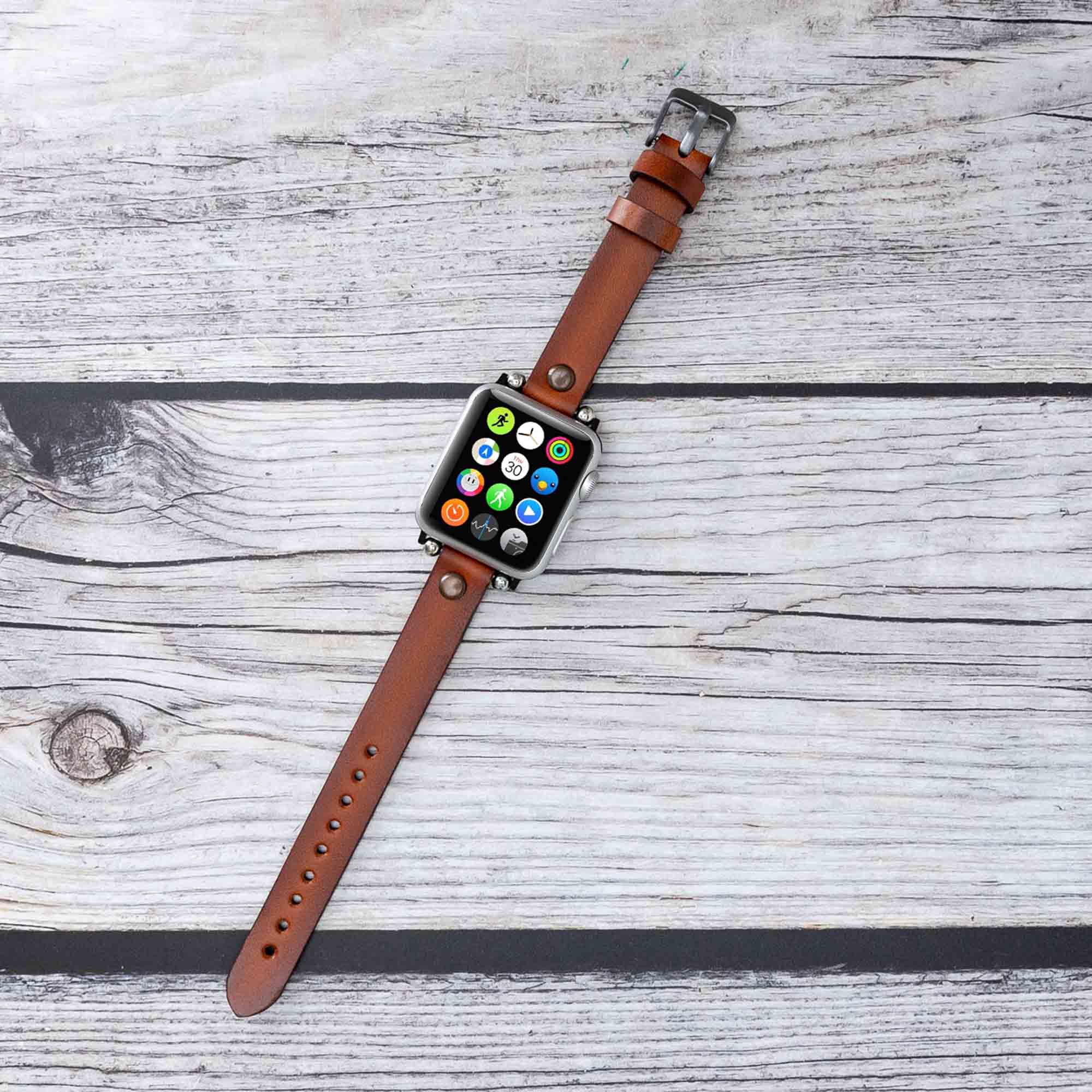 Ferro Strap - Full Grain Leather Band for Apple Watch - EFFECT BROWN - saracleather