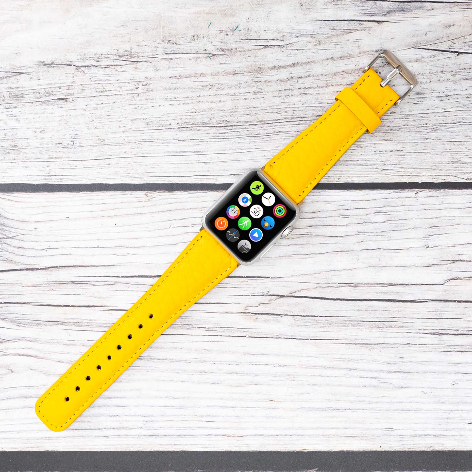 Full Grain Leather Band for Apple Watch - YELLOW - saracleather