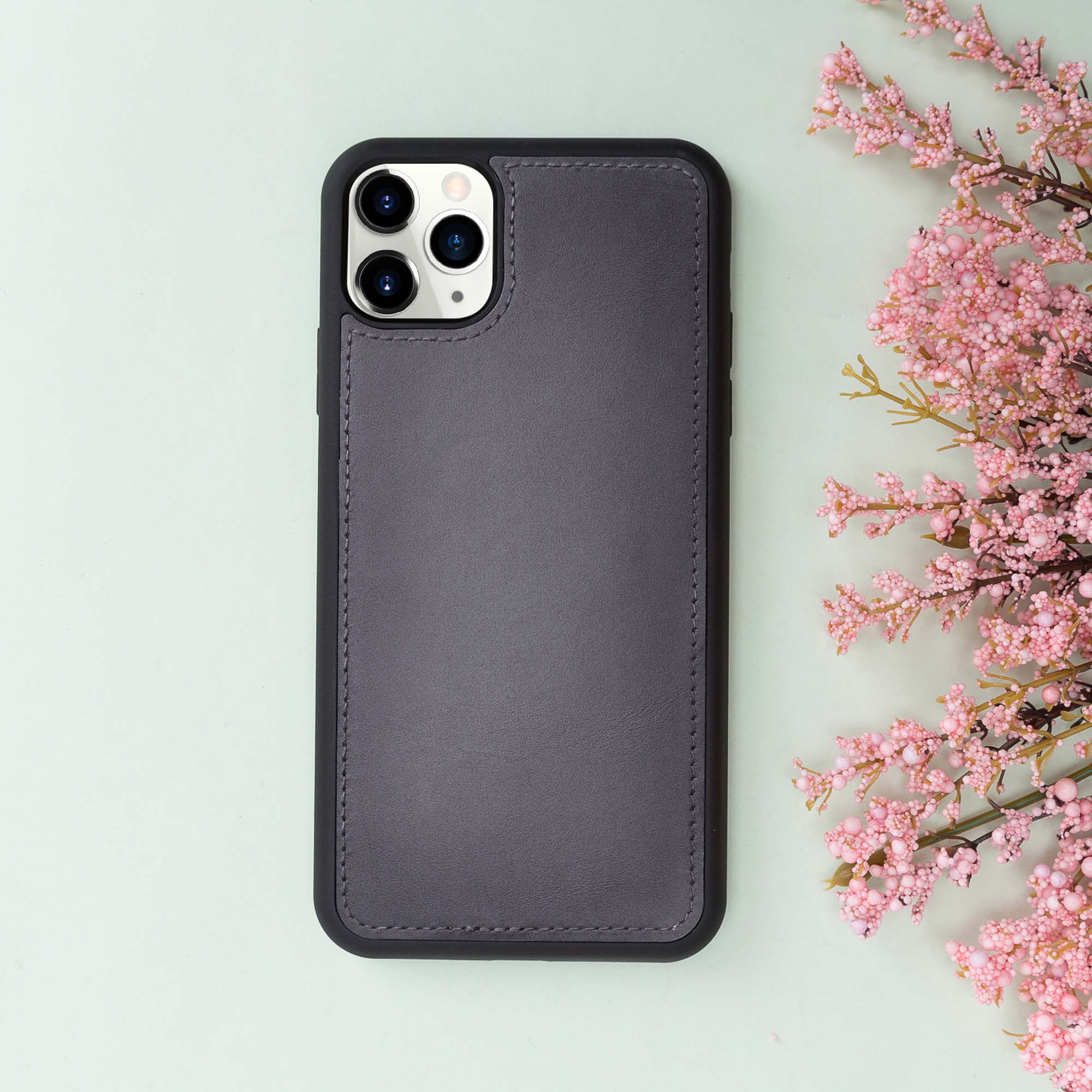 Magic Magnetic Detachable Leather Wallet Case for iPhone 11 Pro Max (6.5") - EFFECT GRAY - saracleather