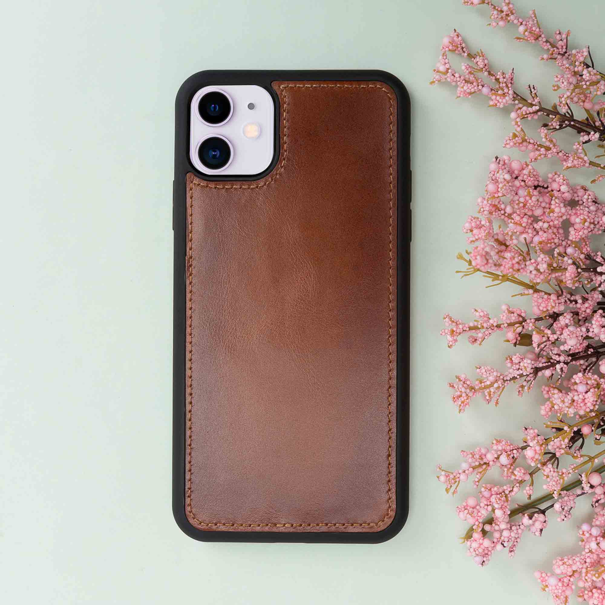 Magic Magnetic Detachable Leather Wallet Case for iPhone 11 (6.1") - EFFECT BROWN - saracleather