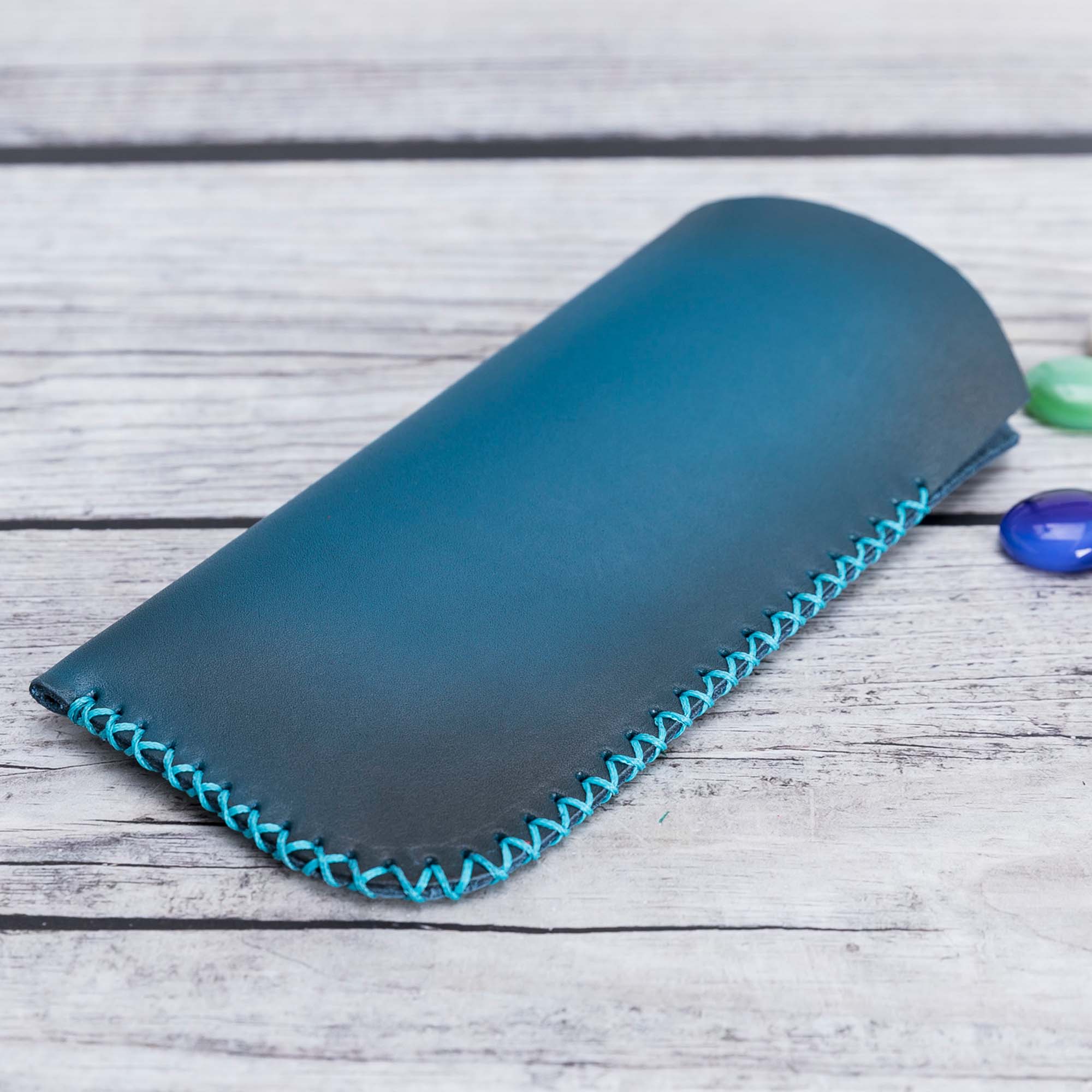 Leather Case For Glasses - EFFECT BLUE - saracleather