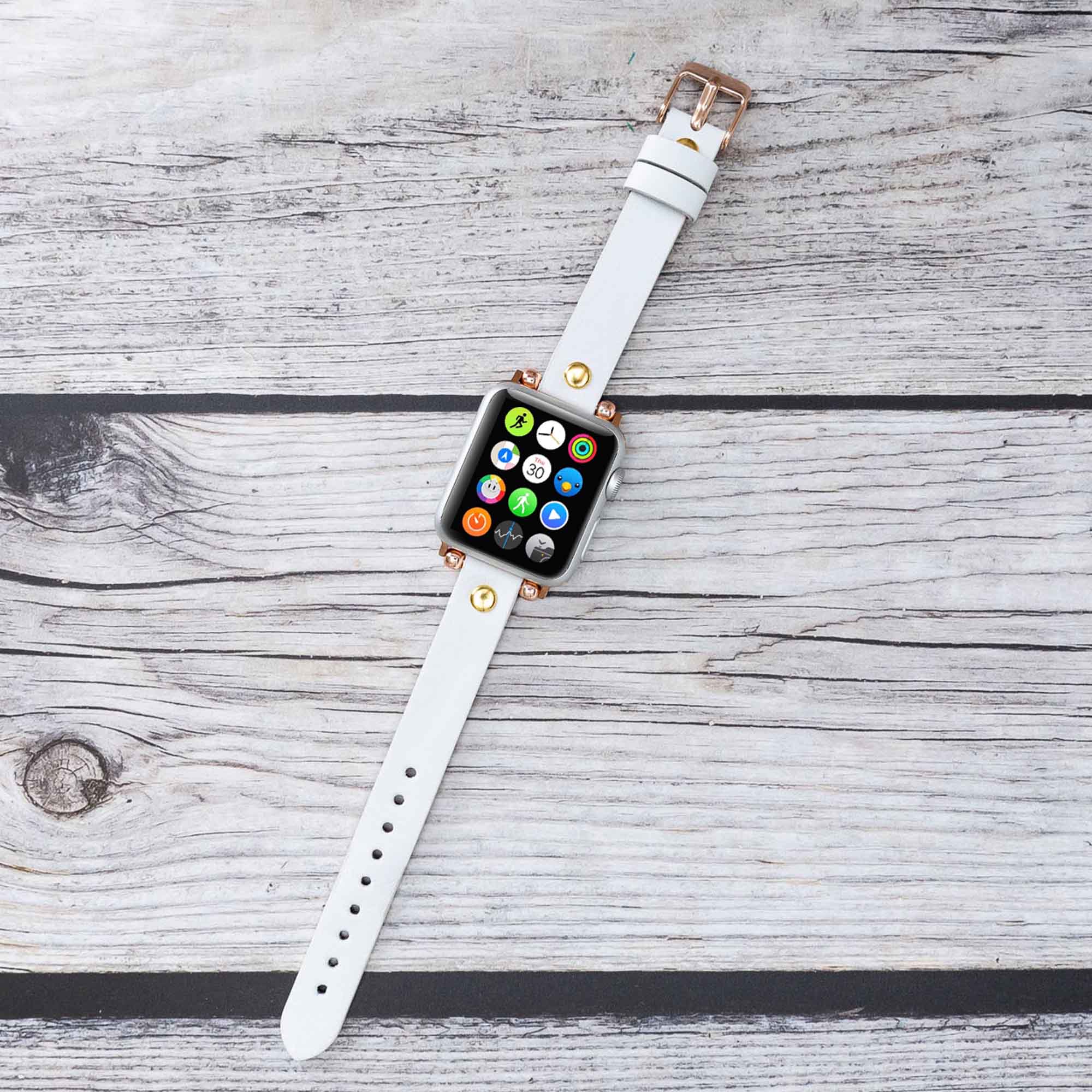 Ferro Strap - Full Grain Leather Band for Apple Watch - WHITE - saracleather