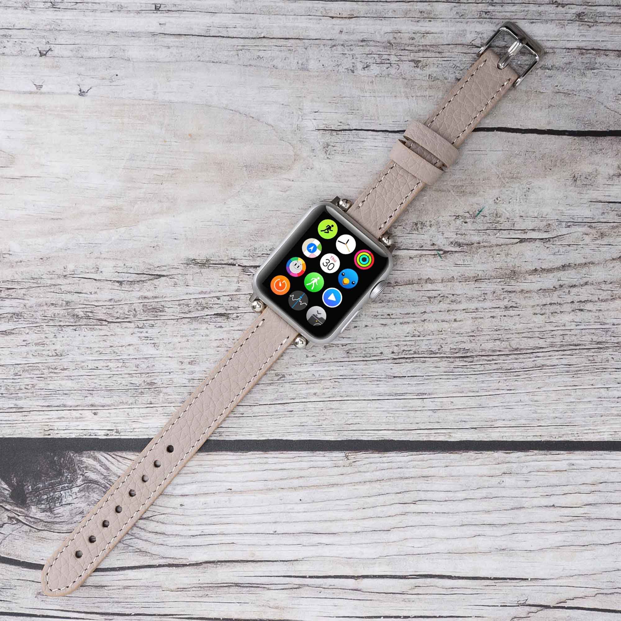 Ferro Strap - Full Grain Leather Band for Apple Watch - GRAY - saracleather