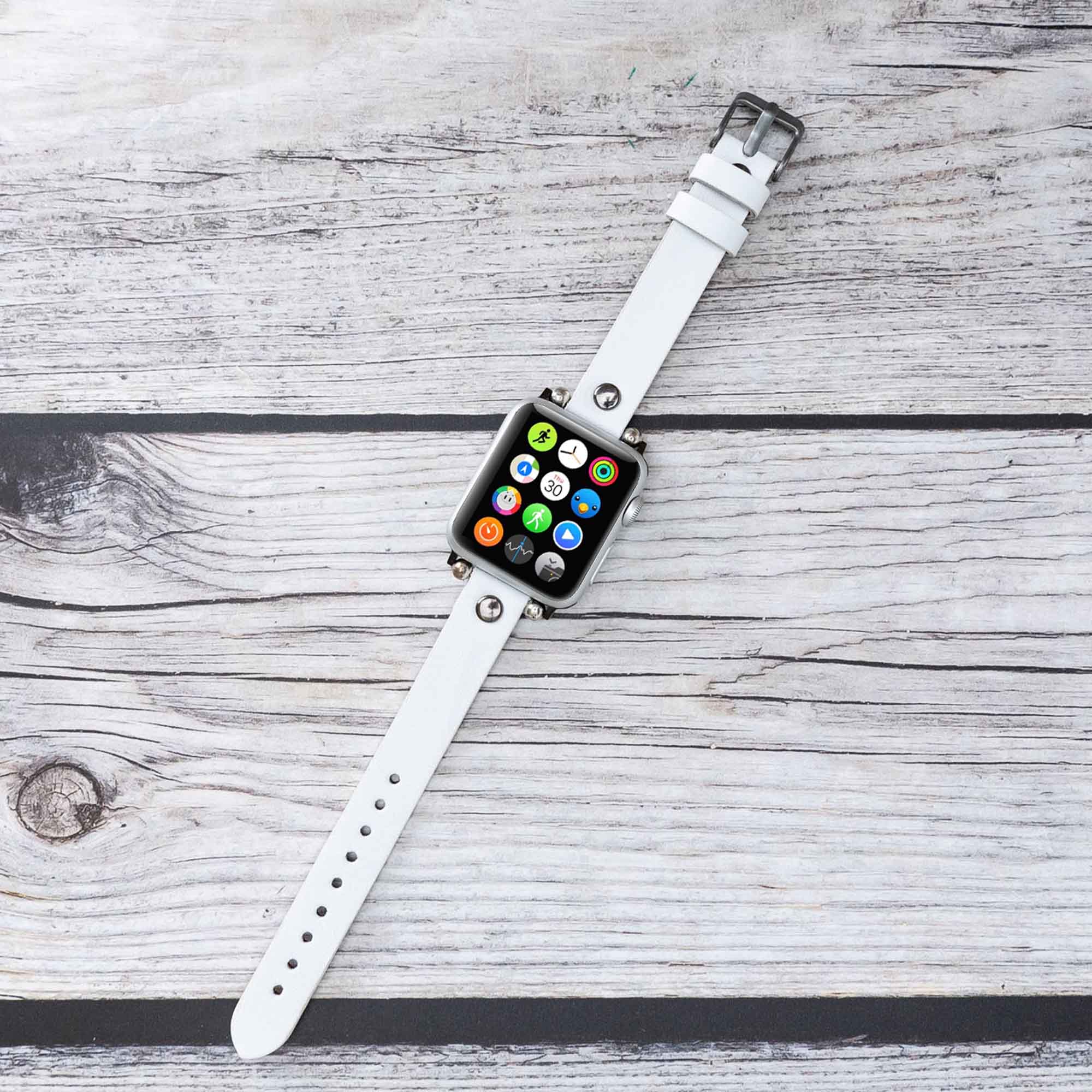 Ferro Strap - Full Grain Leather Band for Apple Watch - WHITE - saracleather