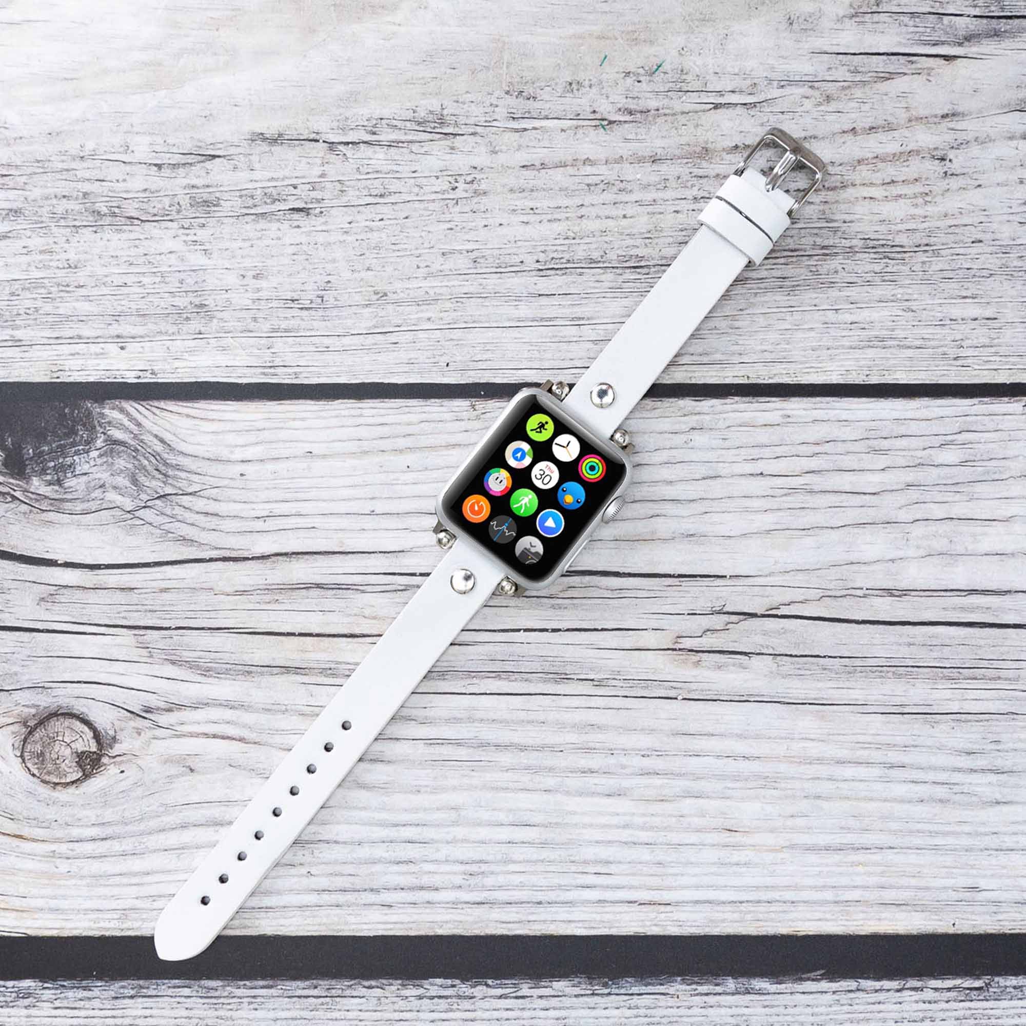 Ferro Strap - Full Grain Leather Band for Apple Watch - WHITE - saracleather