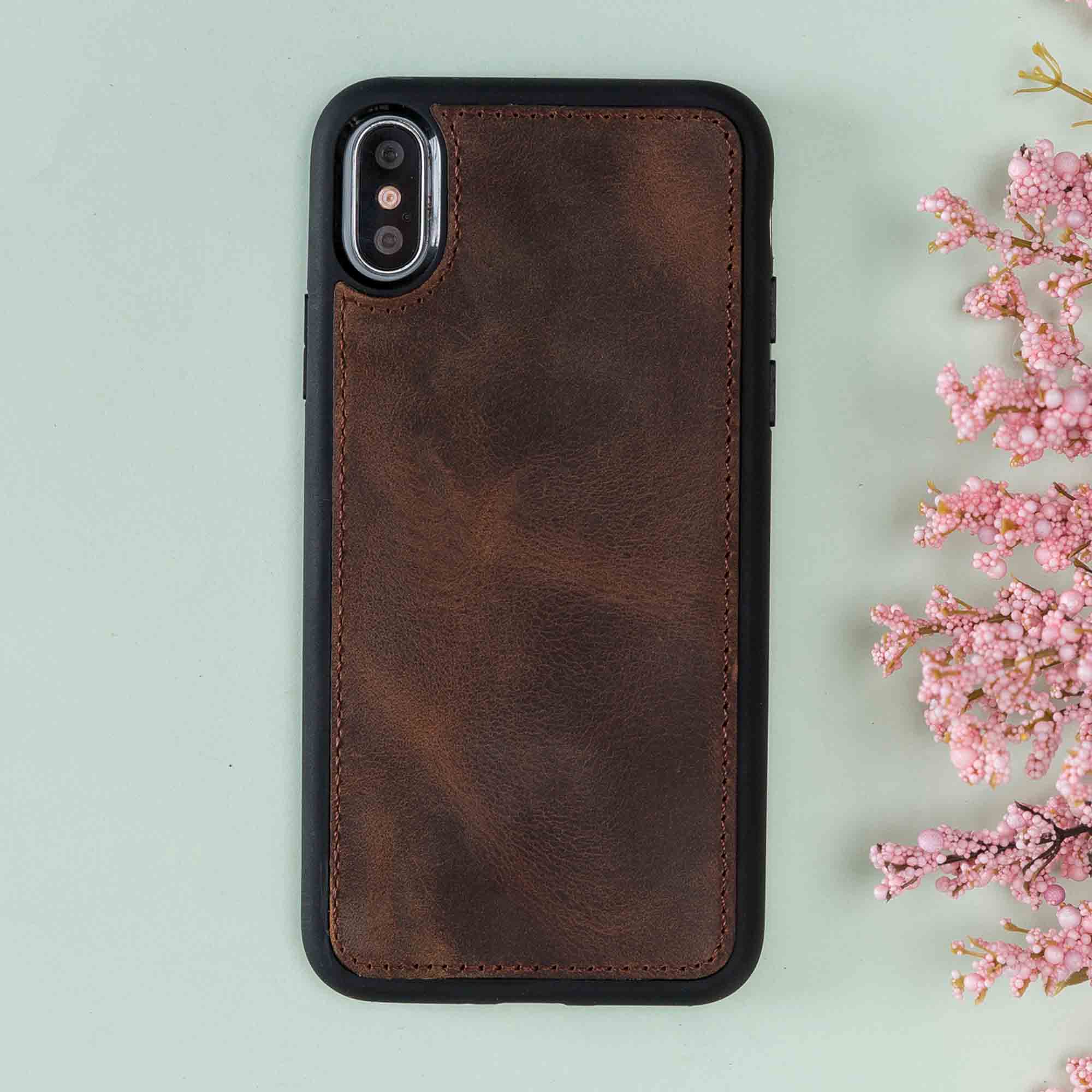 Magic Magnetic Detachable Leather Wallet Case for iPhone XS Max (6.5") - BROWN - saracleather