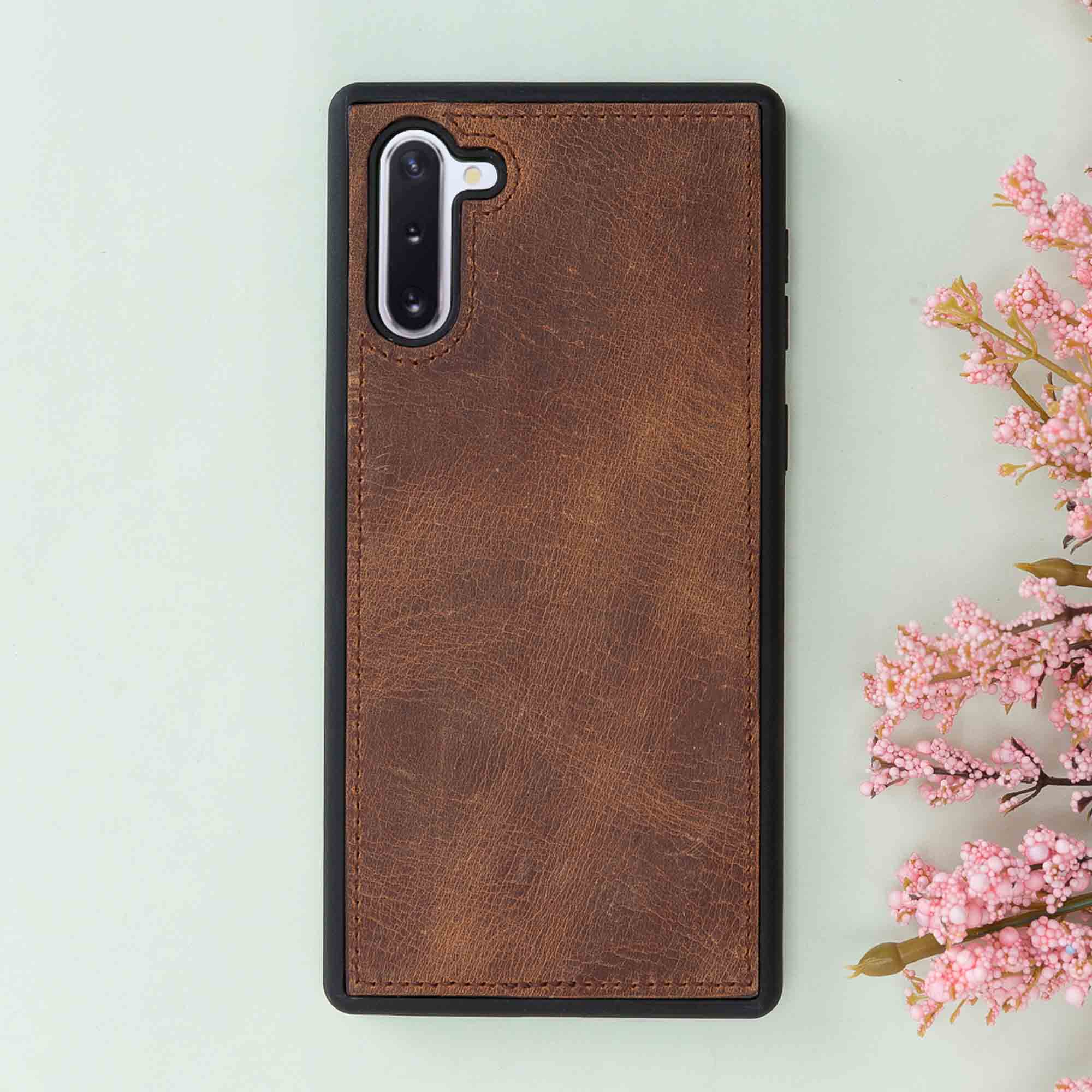 Magic Magnetic Detachable Leather Wallet Case for Samsung Galaxy Note 10 - BROWN - saracleather