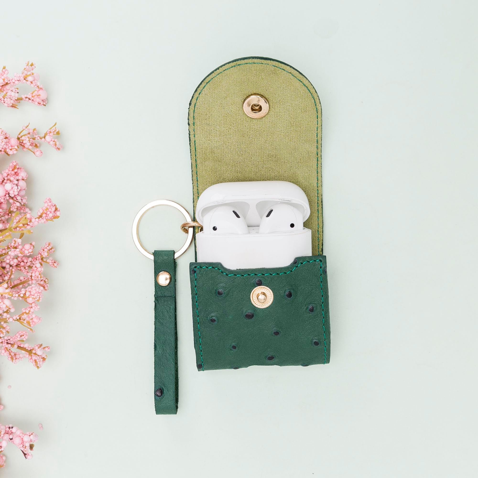 Mai Leather Case for AirPods 1 & 2 - GREEN - saracleather