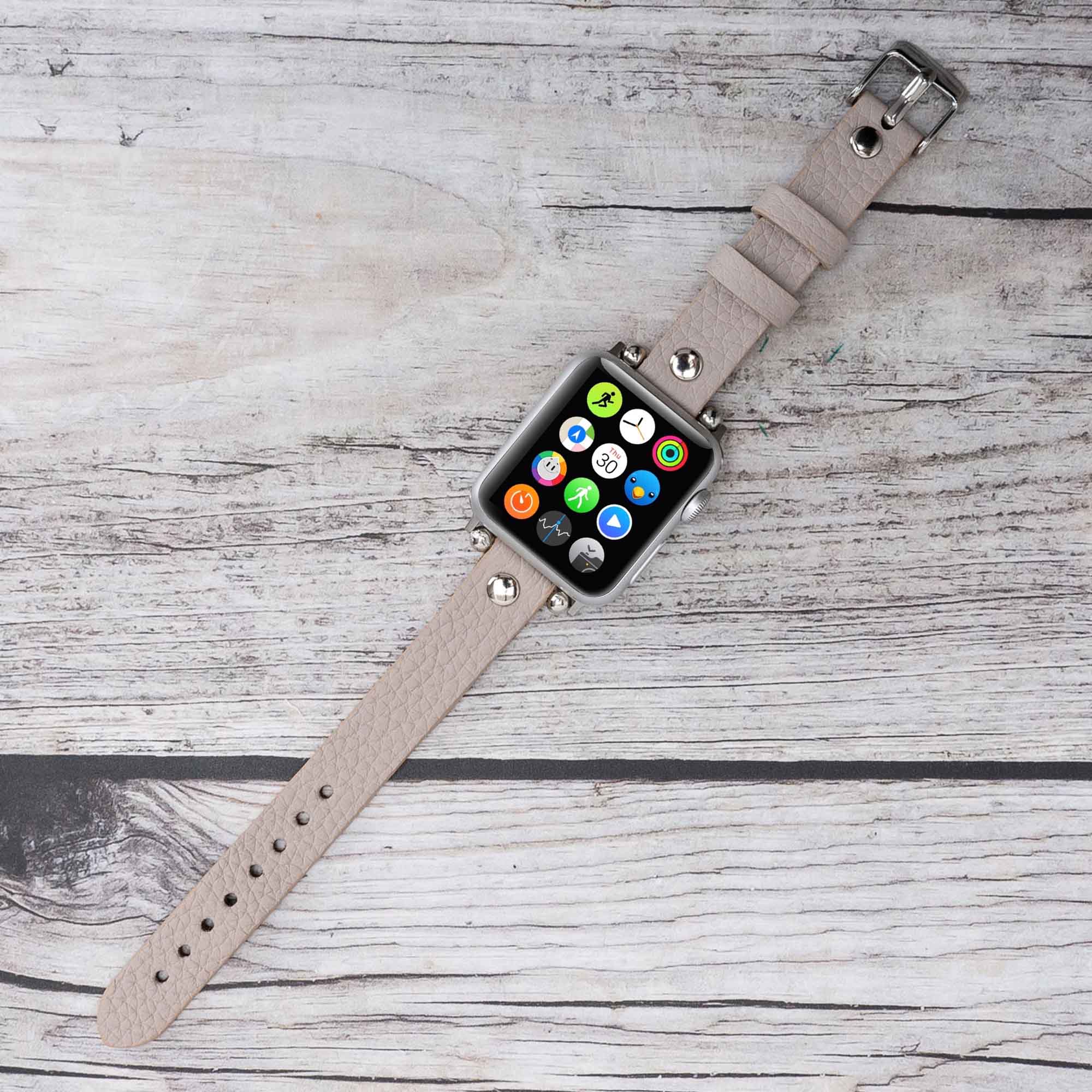 Ferro Strap - Full Grain Leather Band for Apple Watch - GRAY - saracleather