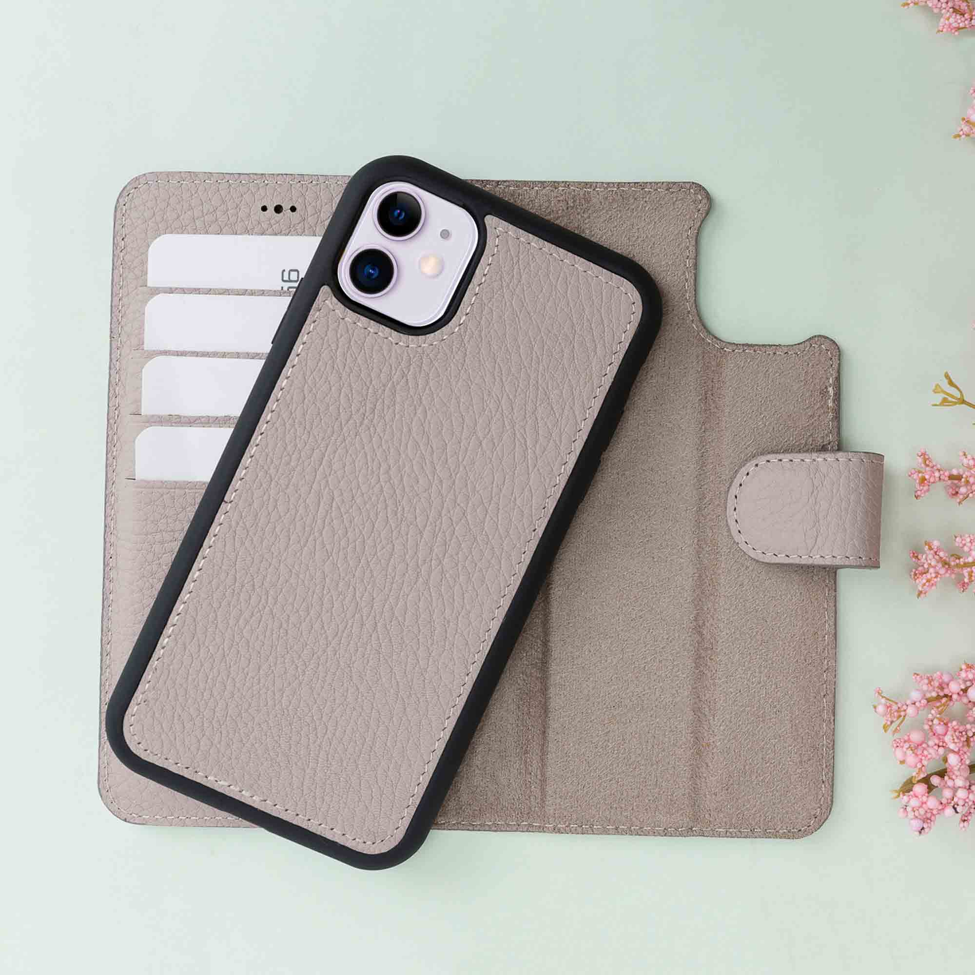 Magic Magnetic Detachable Leather Wallet Case for iPhone 11 (6.1") - GRAY - saracleather