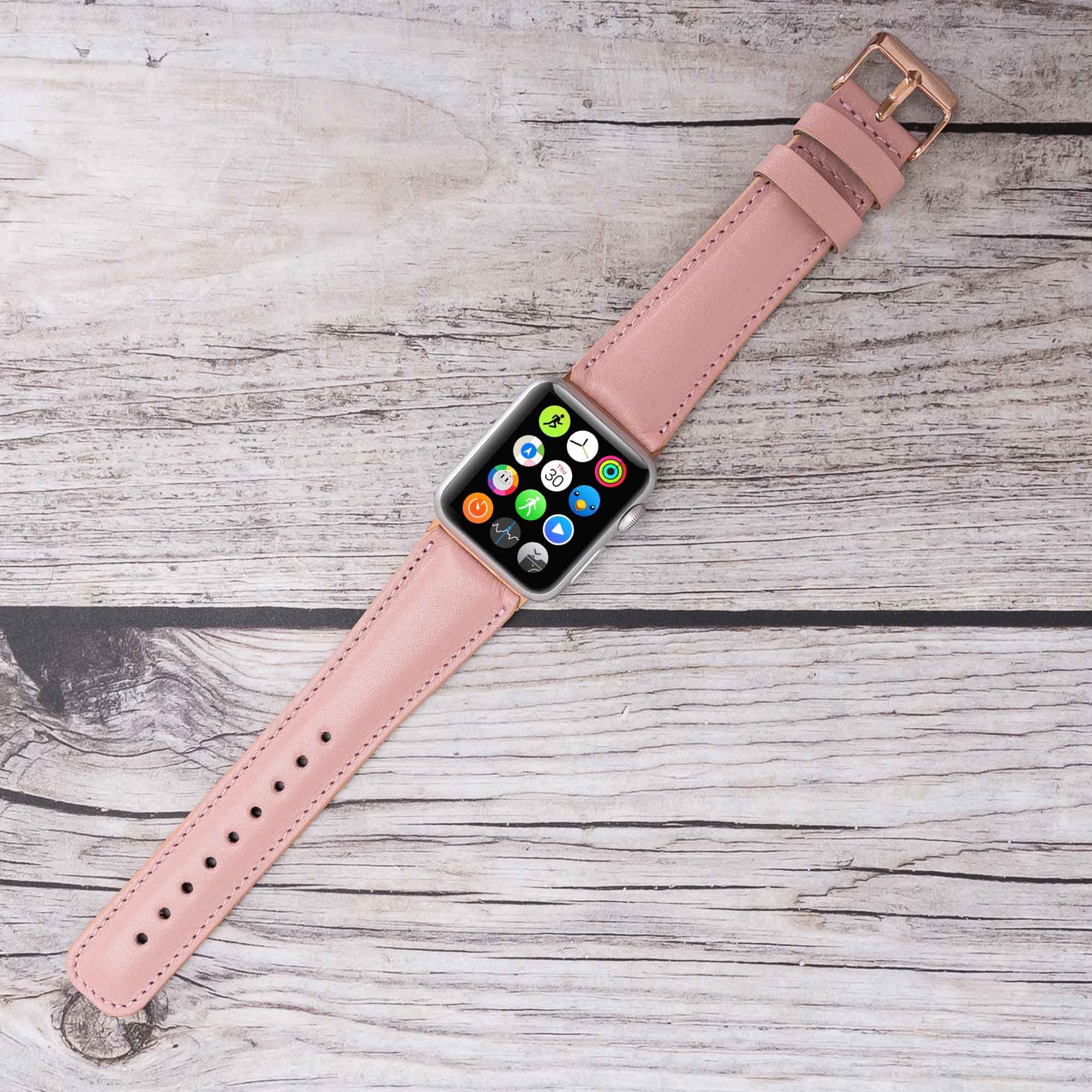 Full Grain Leather Band for Apple Watch - PINK - saracleather