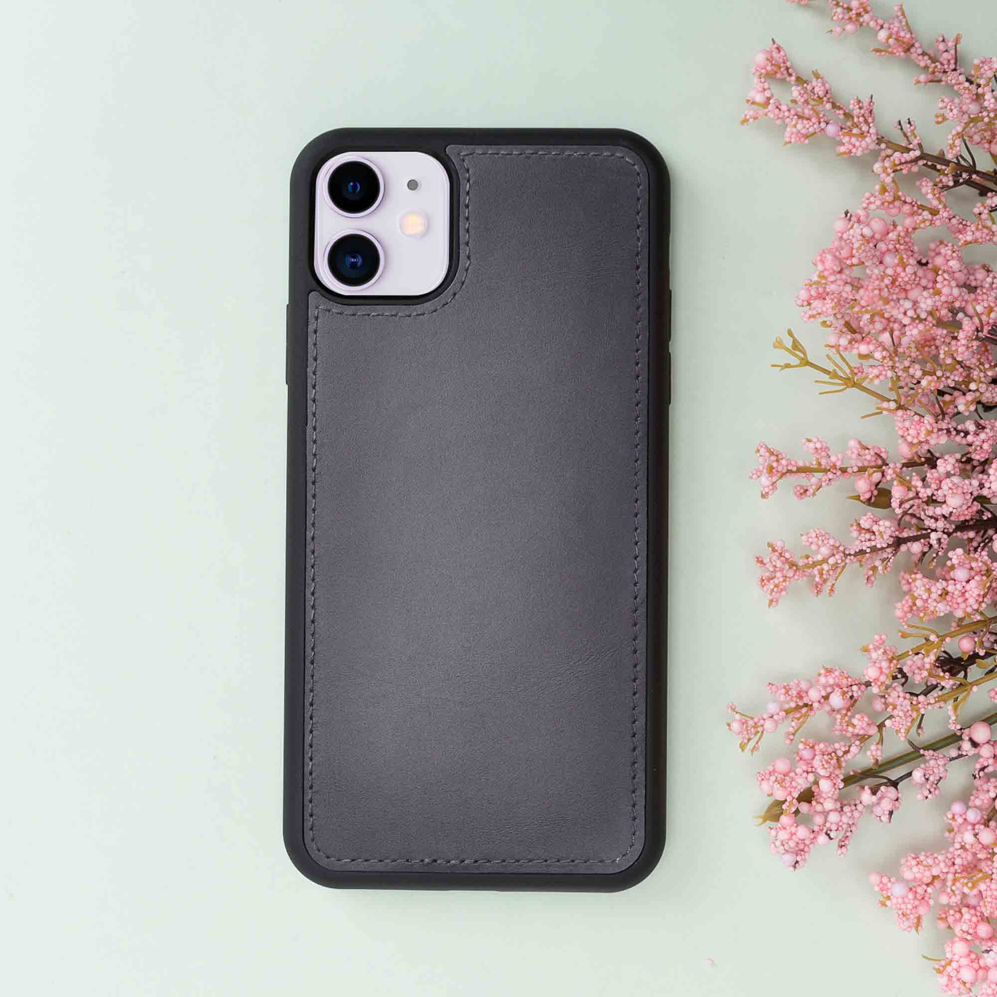 Magic Magnetic Detachable Leather Wallet Case for iPhone 11 (6.1") - EFFECT GRAY - saracleather