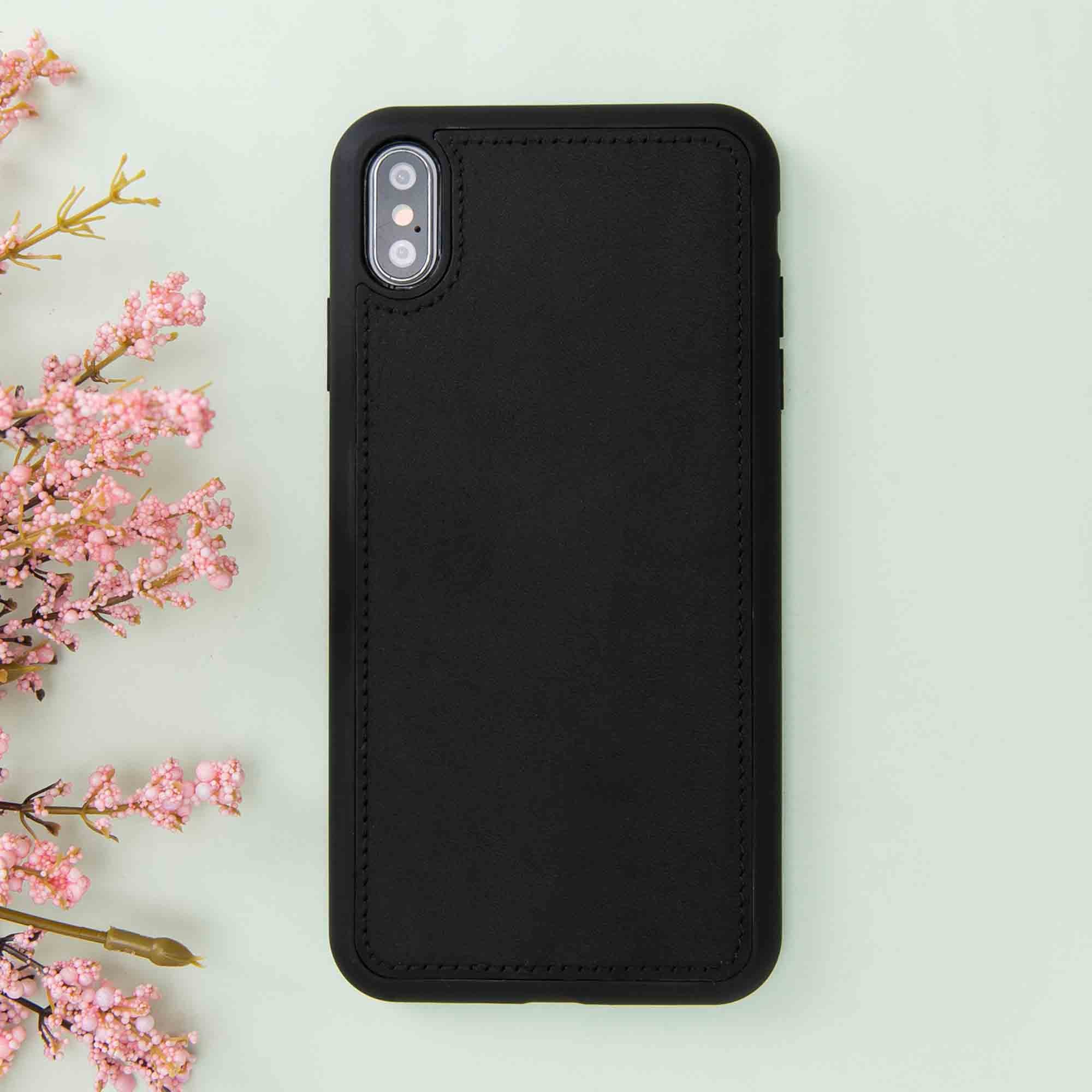 Magic Magnetic Detachable Leather Wallet Case for iPhone XS Max (6.5") - MATT BLACK - saracleather