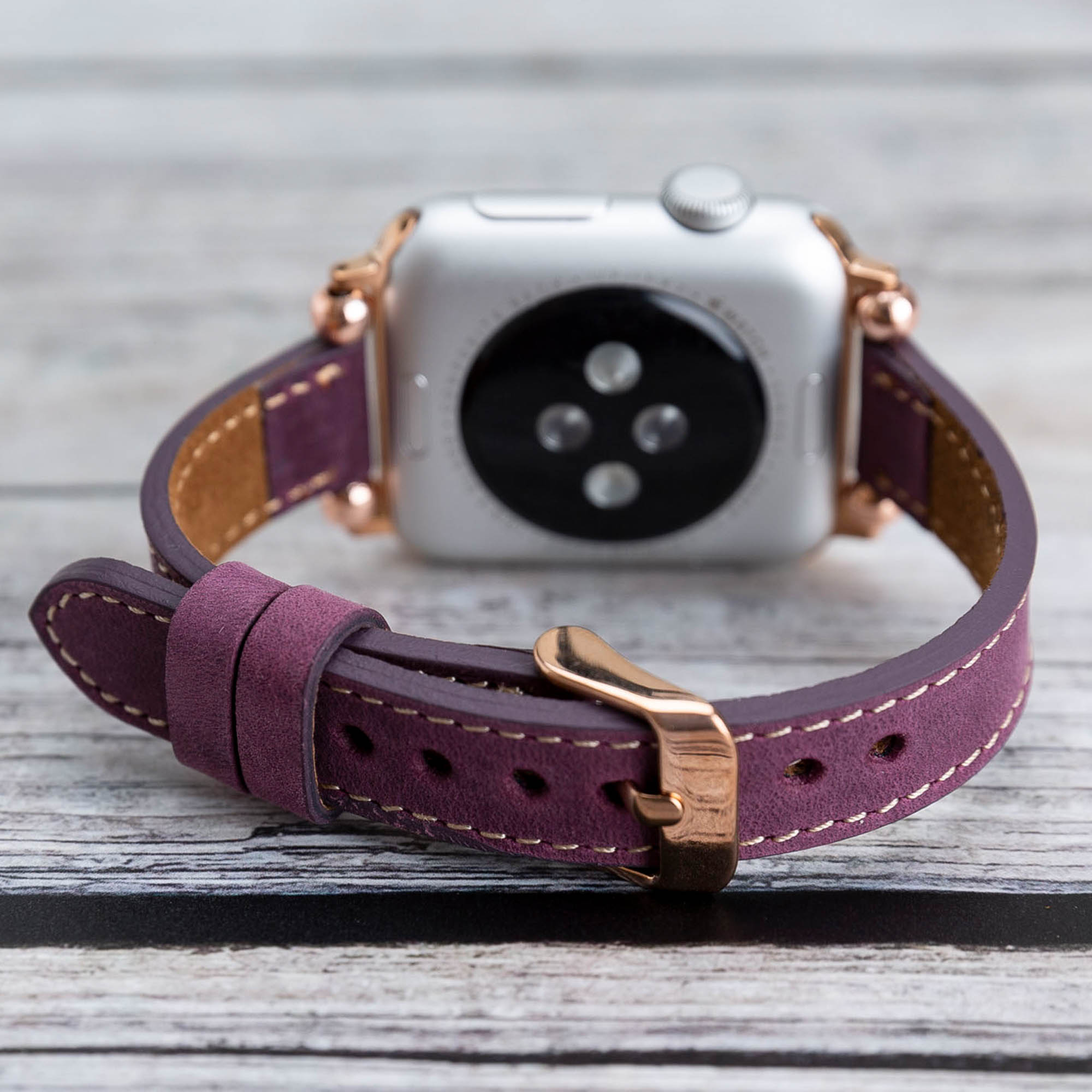 Ferro Strap - Full Grain Leather Band for Apple Watch - PURPLE - saracleather