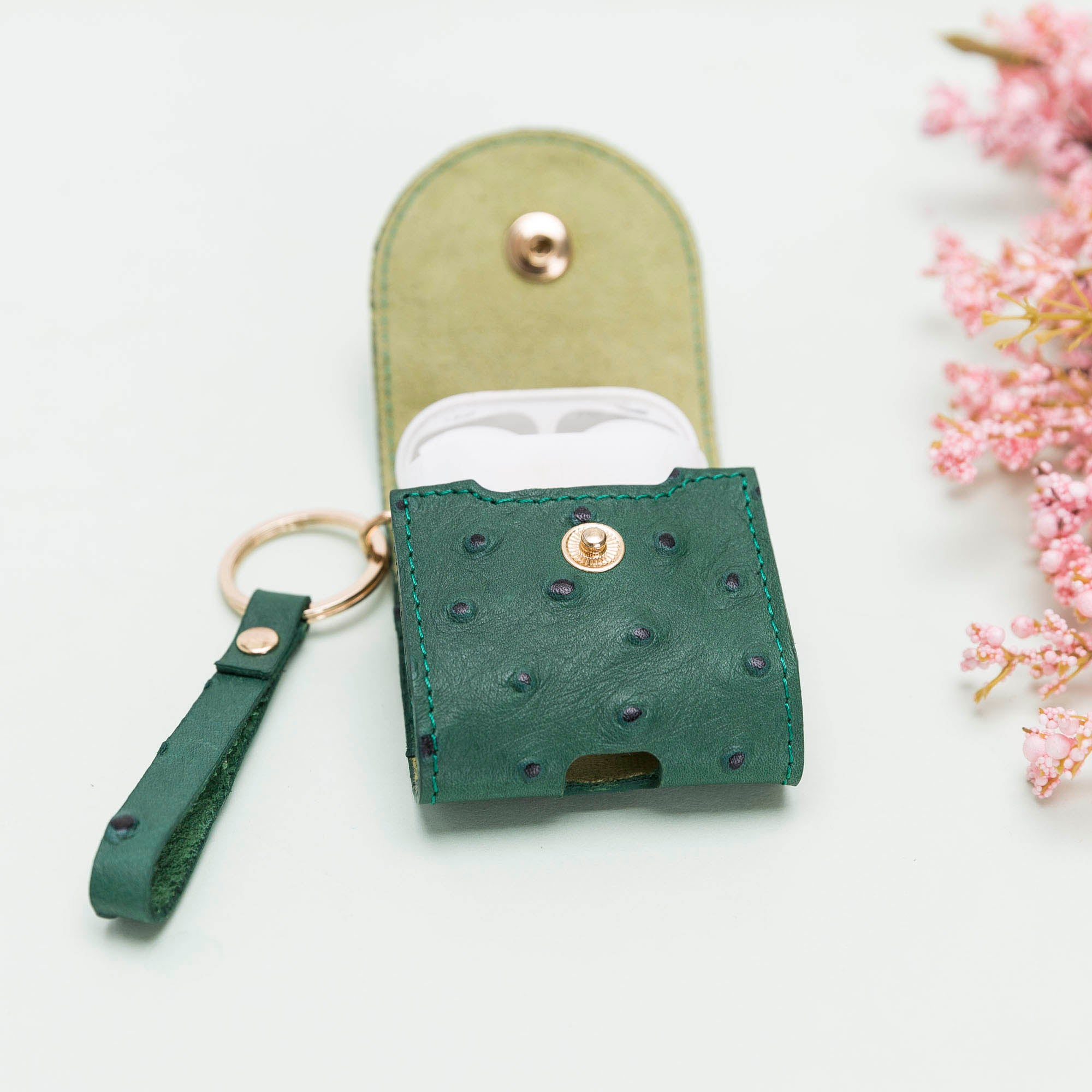 Mai Leather Case for AirPods 1 & 2 - GREEN - saracleather