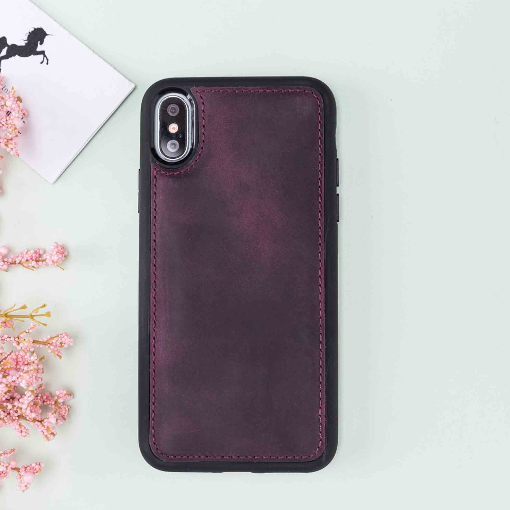 Magic Magnetic Detachable Leather Wallet Case for iPhone XS Max (6.5") - PURPLE - saracleather