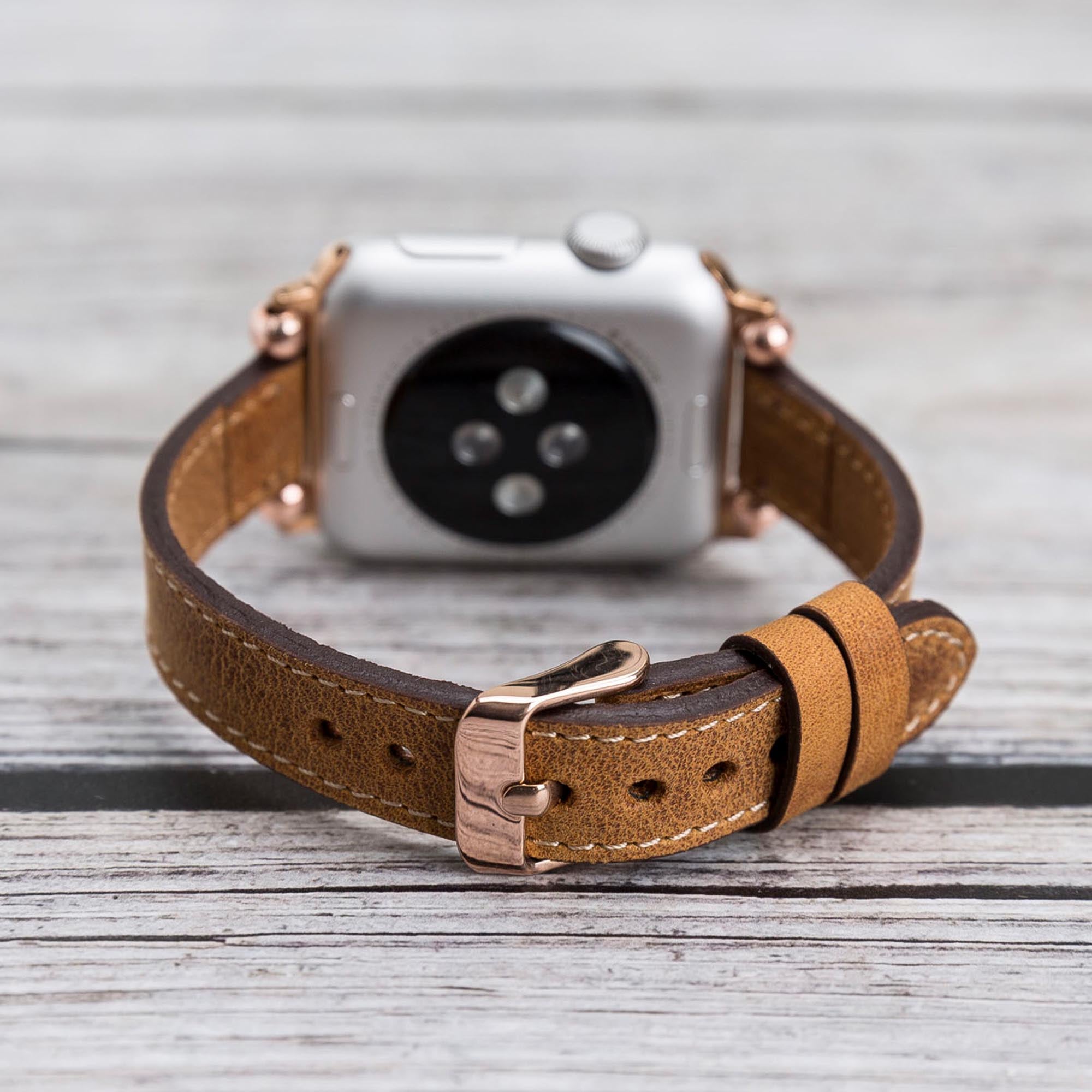 Ferro Strap - Full Grain Leather Band for Apple Watch - TAN - saracleather