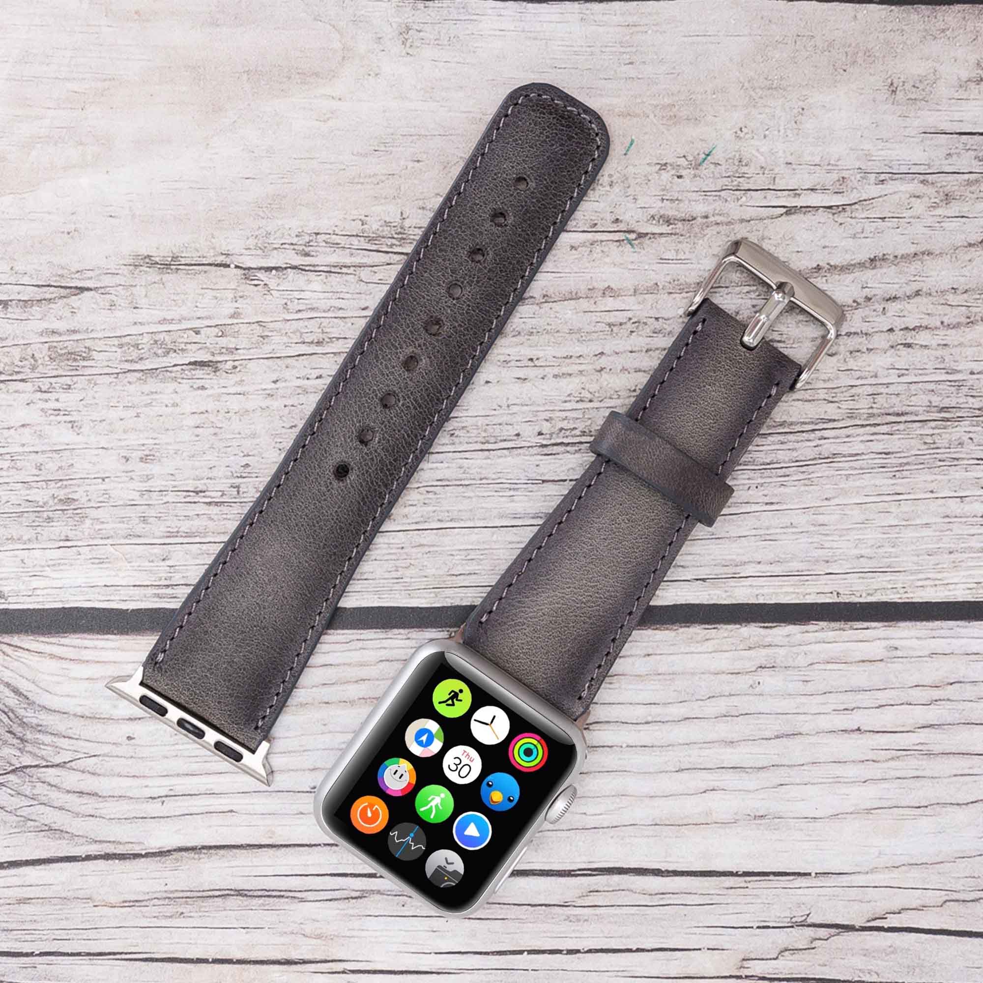 Full Grain Leather Band for Apple Watch - EFFECT GRAY - saracleather