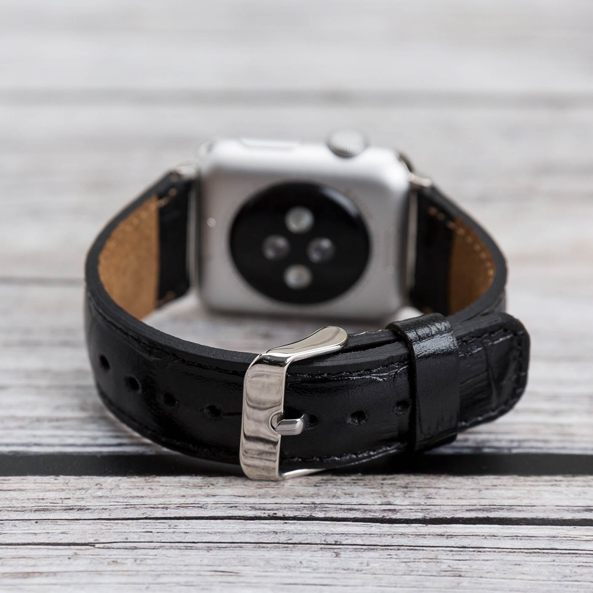 Full Grain Leather Band for Apple Watch - BLACK - saracleather