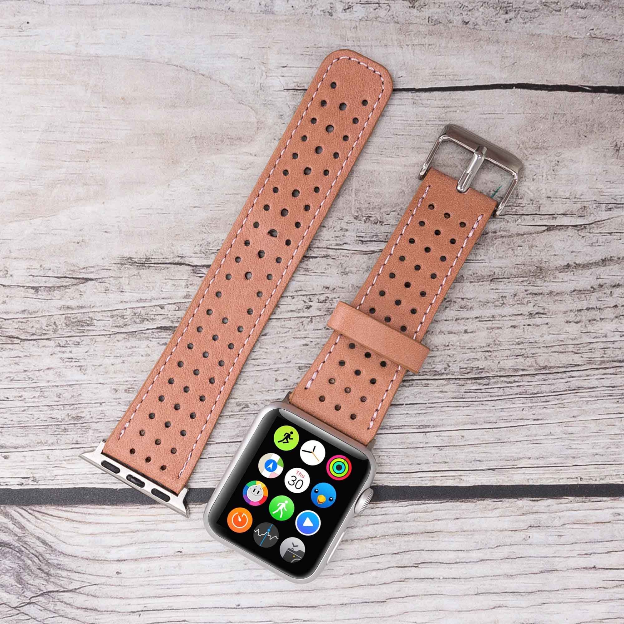 Full Grain Leather Band for Apple Watch - PINK - saracleather