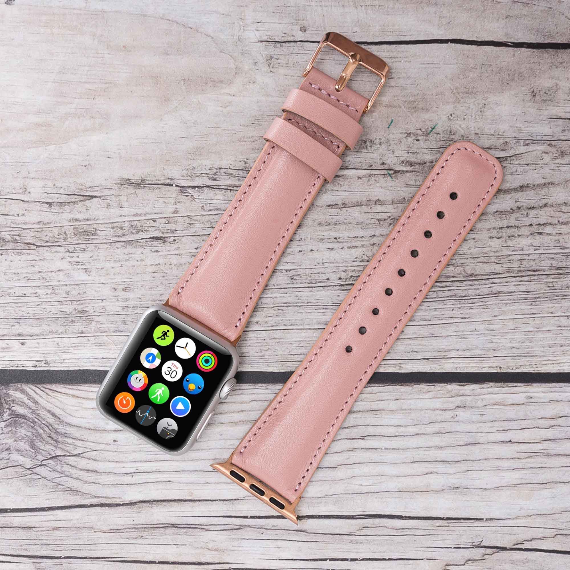 Full Grain Leather Band for Apple Watch - PINK - saracleather