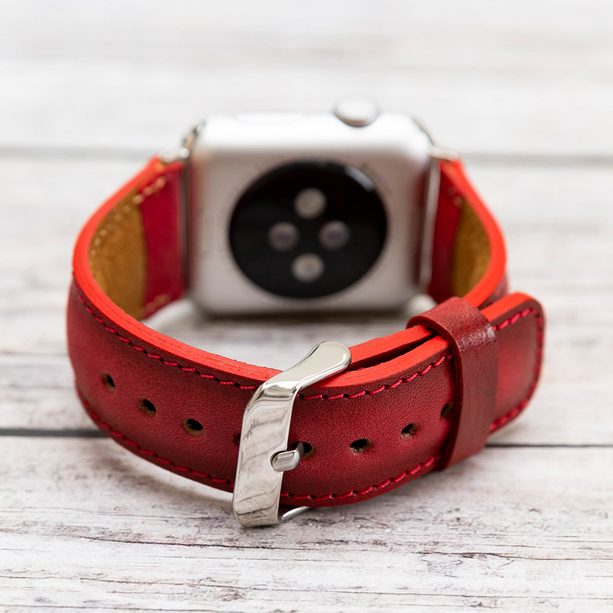 Full Grain Leather Band for Apple Watch - EFFECT RED - saracleather