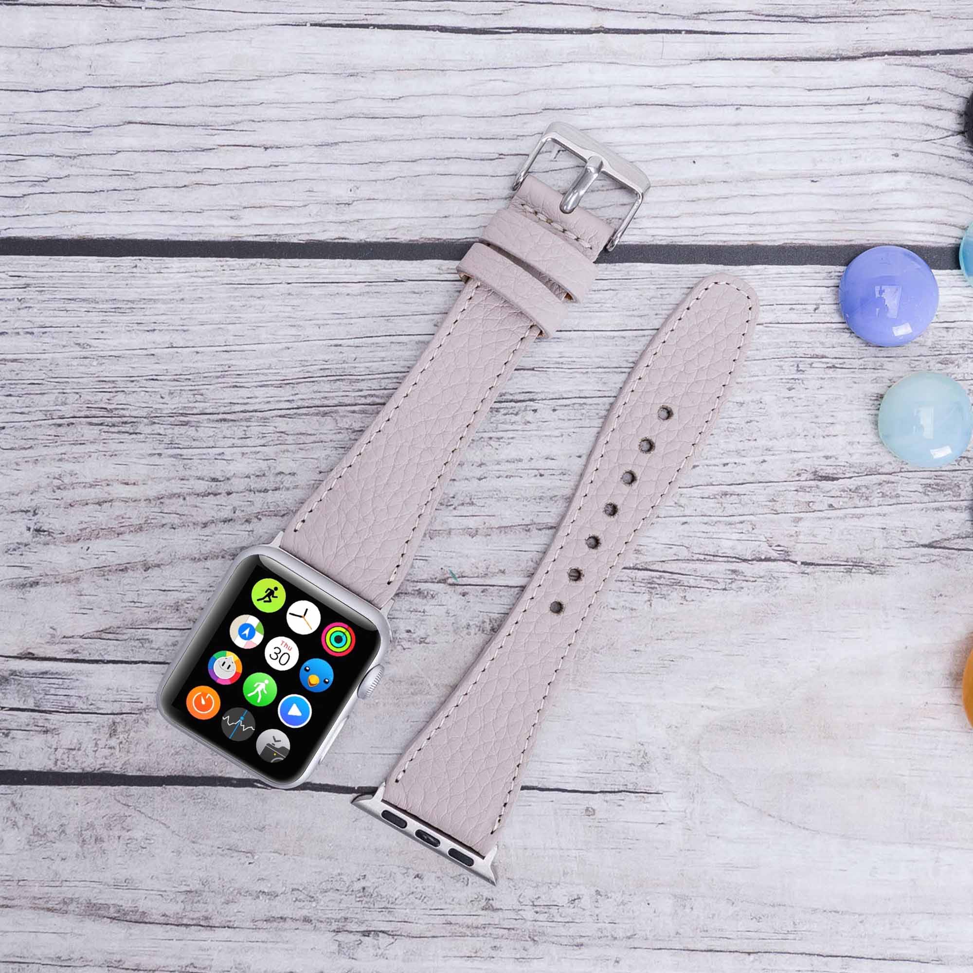 Full Grain Leather Band for Apple Watch - GRAY - saracleather