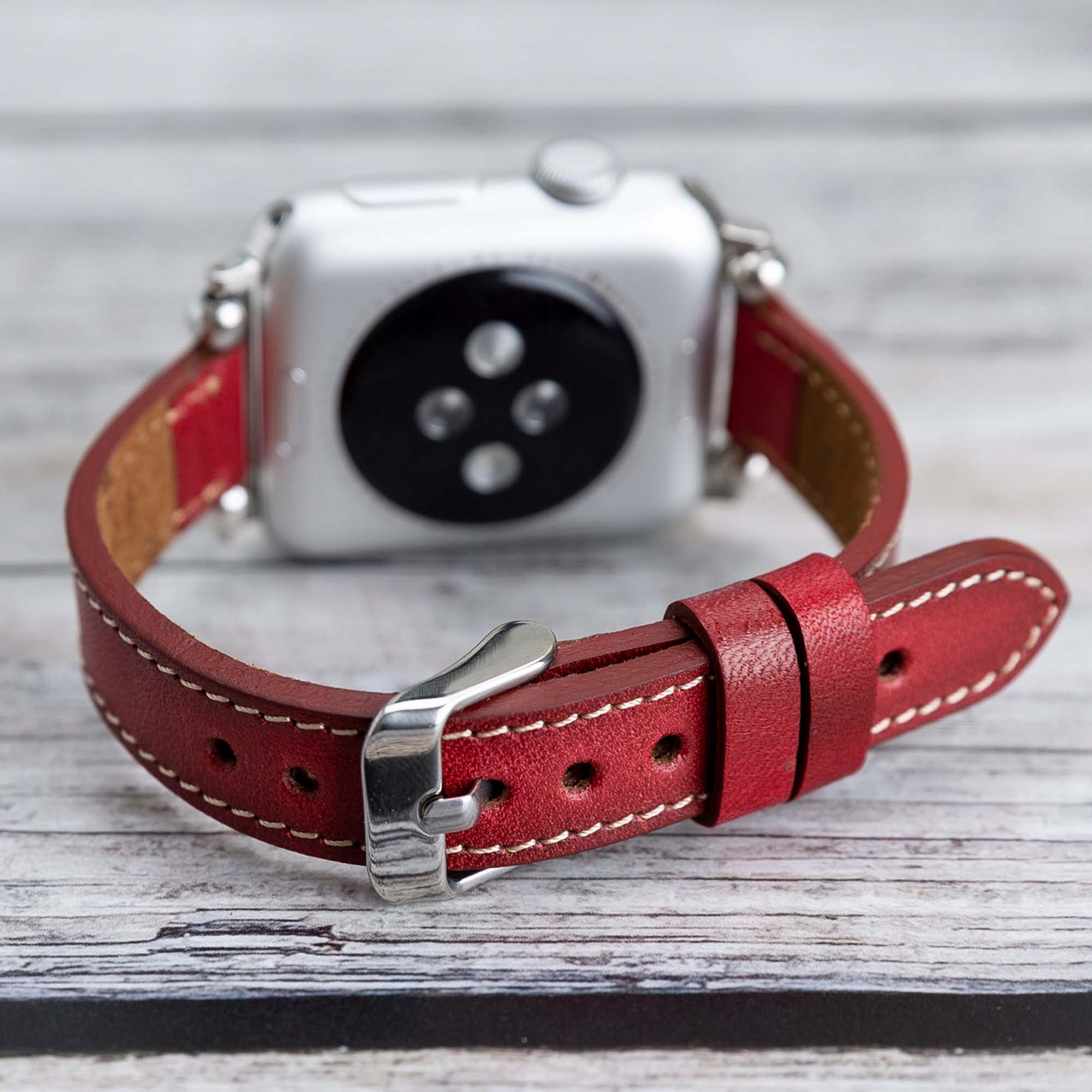 Ferro Strap - Full Grain Leather Band for Apple Watch - EFFECT RED - saracleather