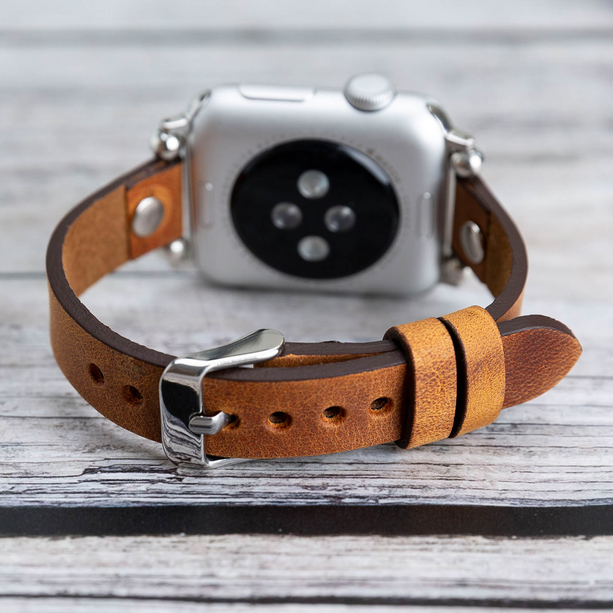 Ferro Strap - Full Grain Leather Band for Apple Watch - TAN - saracleather