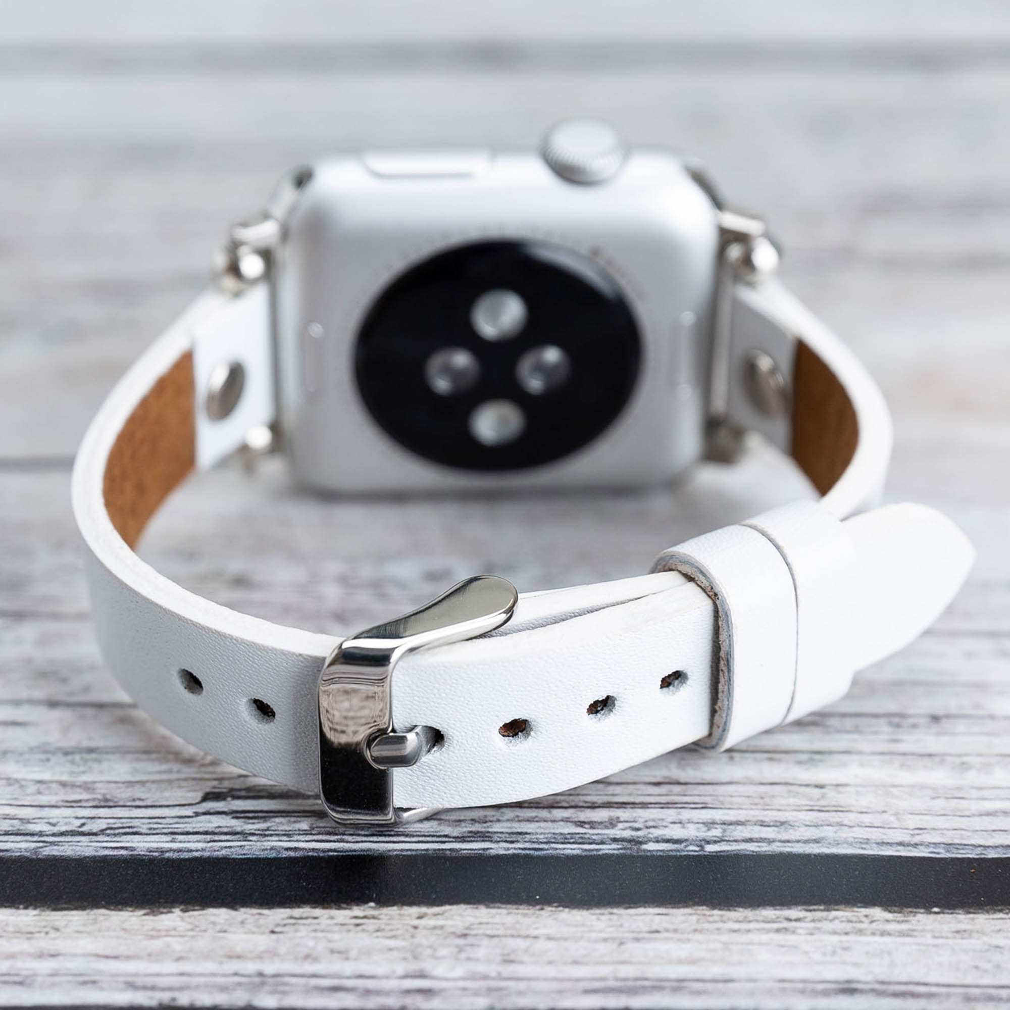 Ferro Strap - Full Grain Leather Band for Apple Watch - WHITE - saracleather