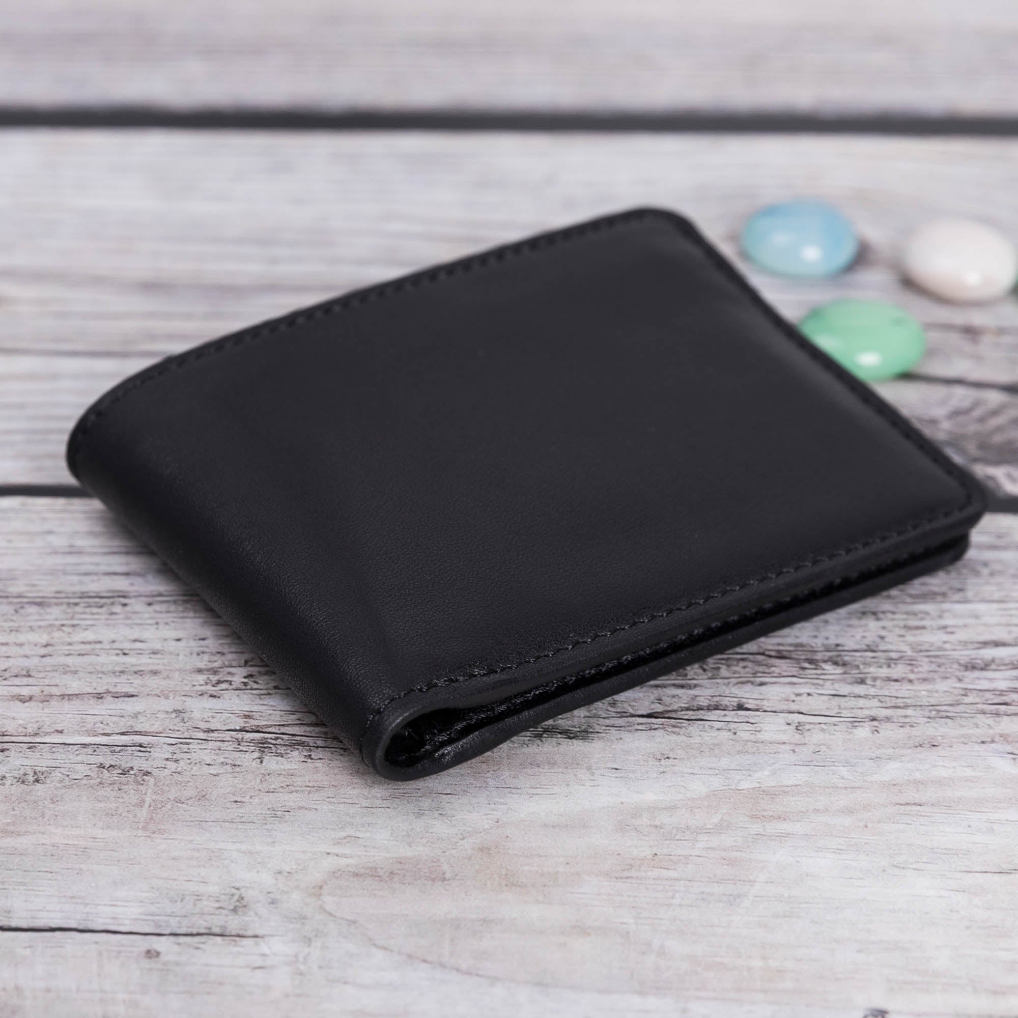 Pier Leather Men's Bifold Wallet - BLACK - saracleather