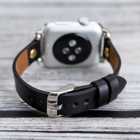 Ferro Strap - Full Grain Leather Band for Apple Watch - BLACK - saracleather