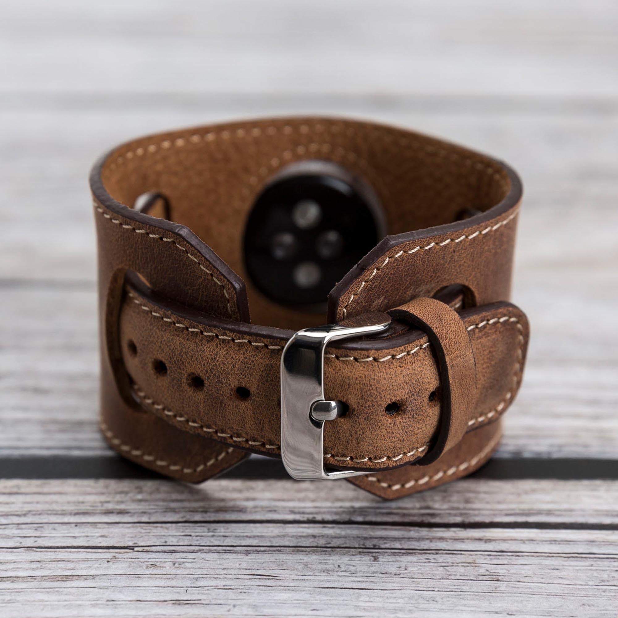 Cuff Strap: Full Grain Leather Band for Apple Watch - BROWN - saracleather