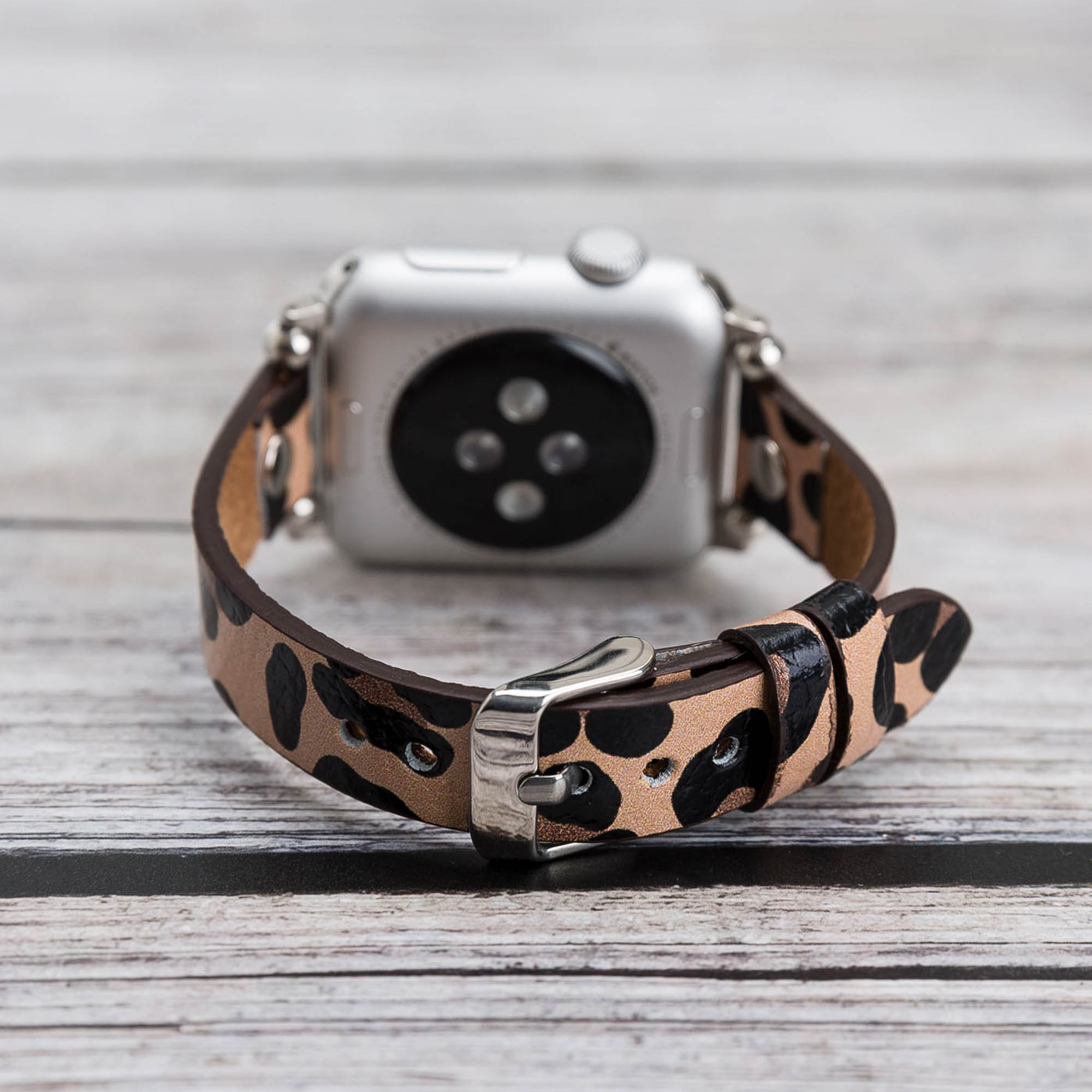 Ferro Strap - Full Grain Leather Band for Apple Watch - LEOPARD PATTERNED - saracleather