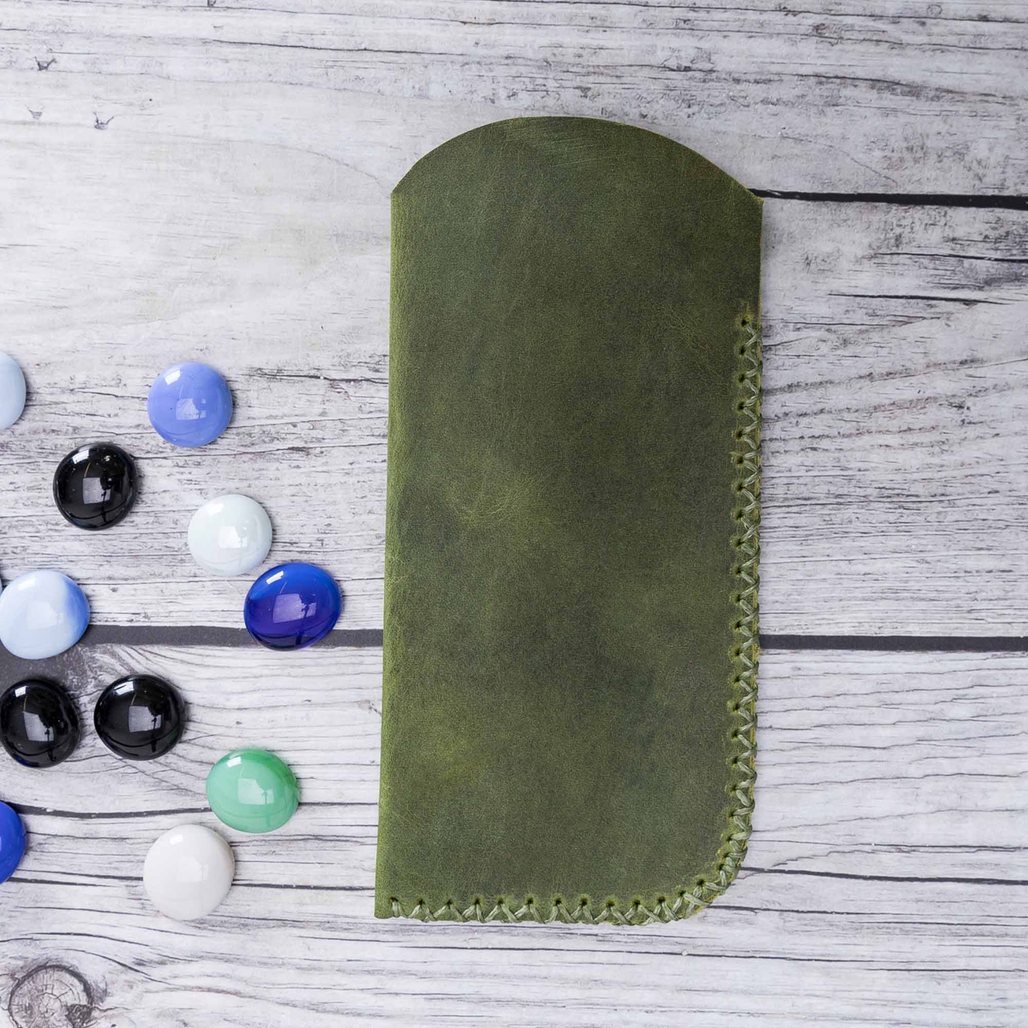 Leather Case For Glasses - GREEN - saracleather