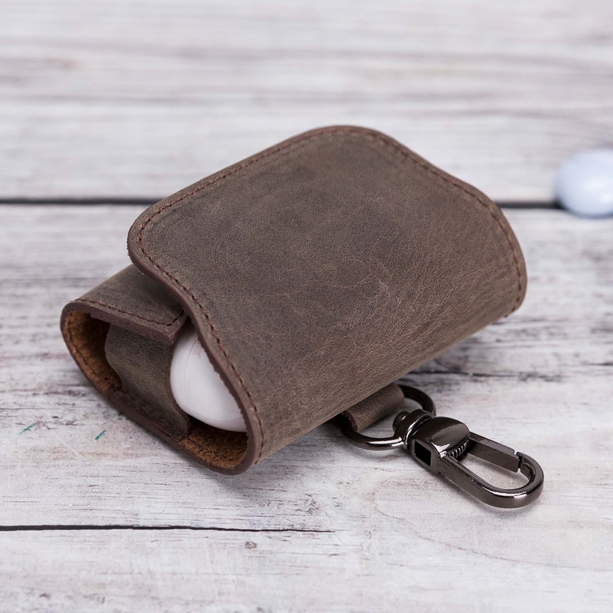 Mai Magnet Leather Case for AirPods Pro - BROWN - saracleather