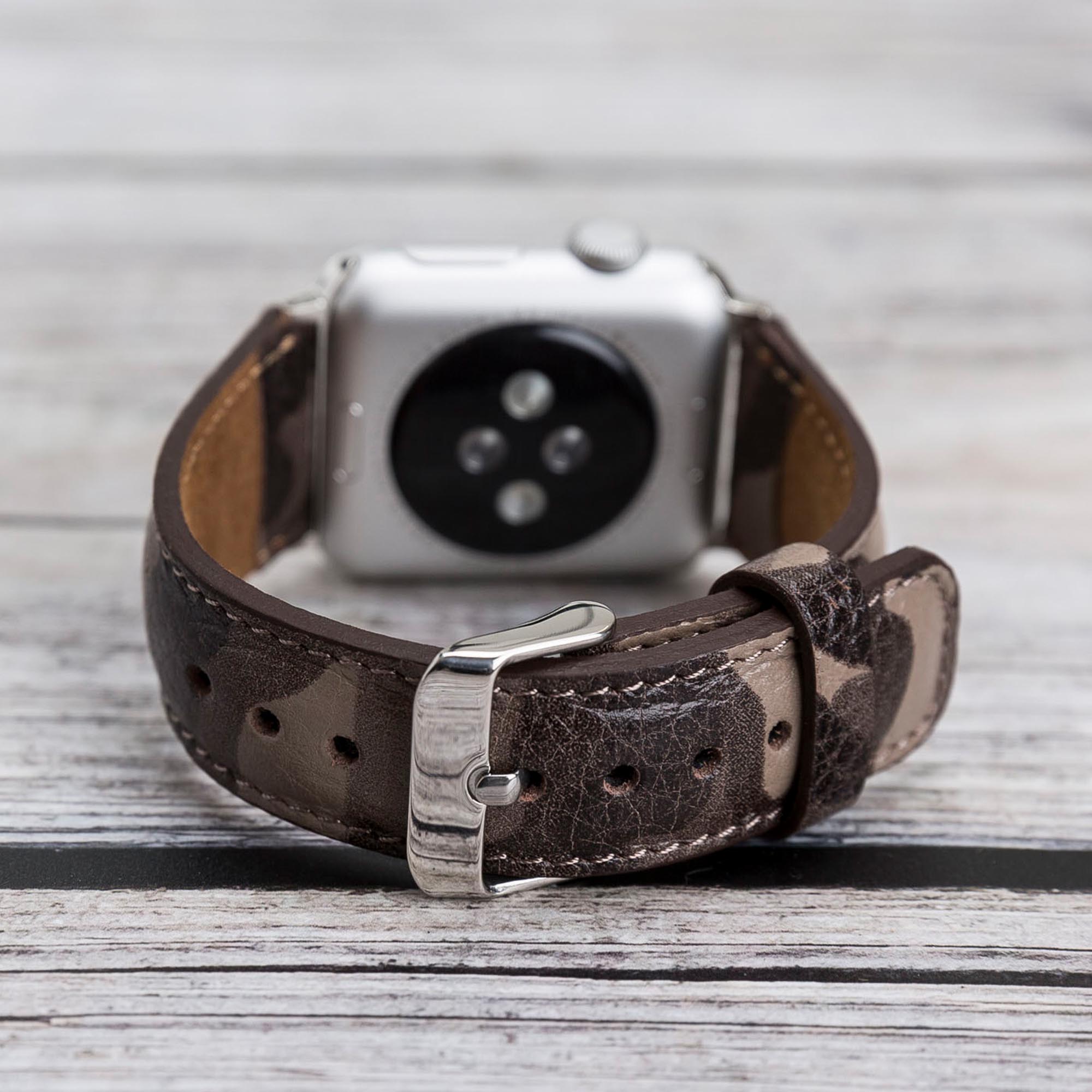 Full Grain Leather Band for Apple Watch - CAMOUFLAGE BROWN - saracleather