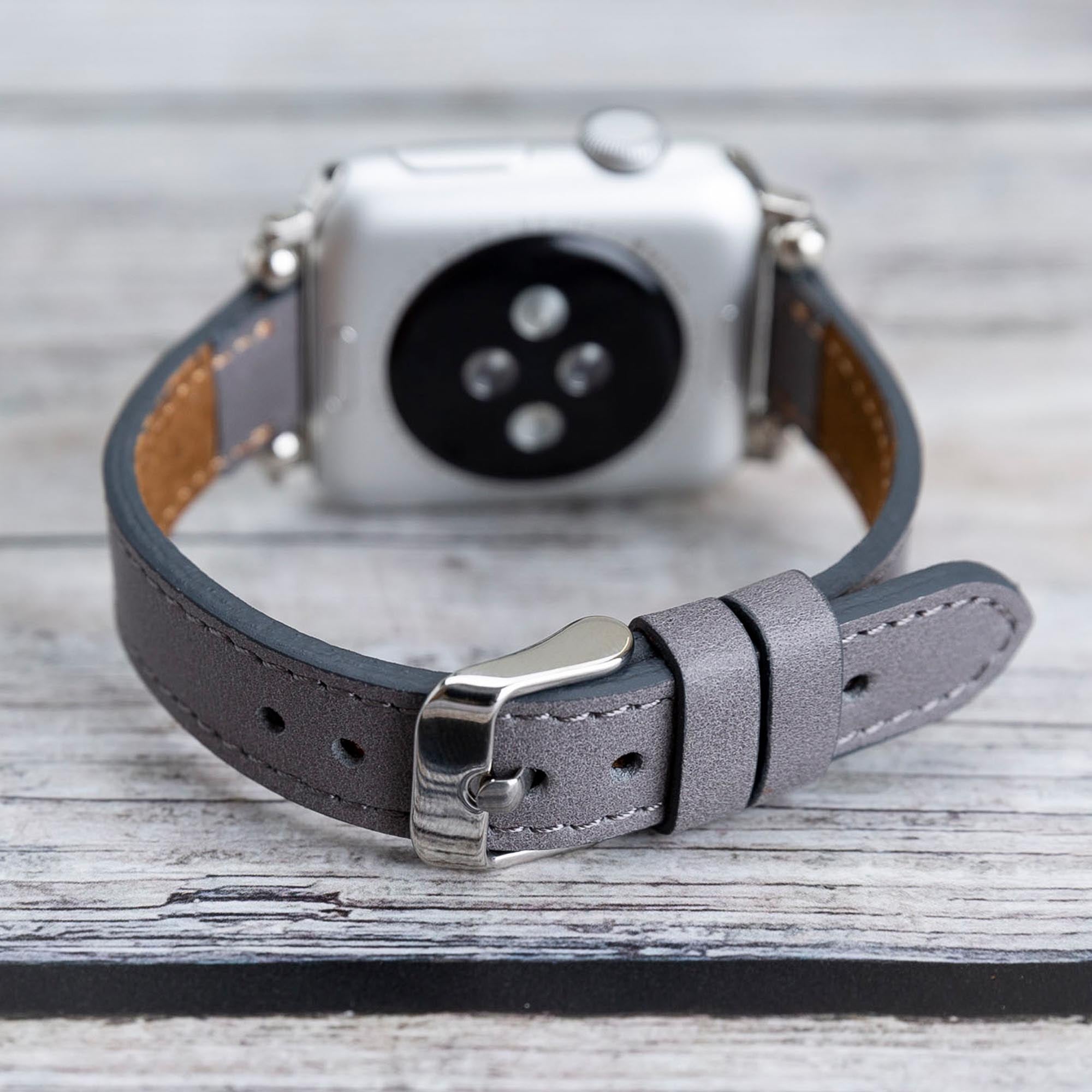 Ferro Strap - Full Grain Leather Band for Apple Watch - GRAY - saracleather