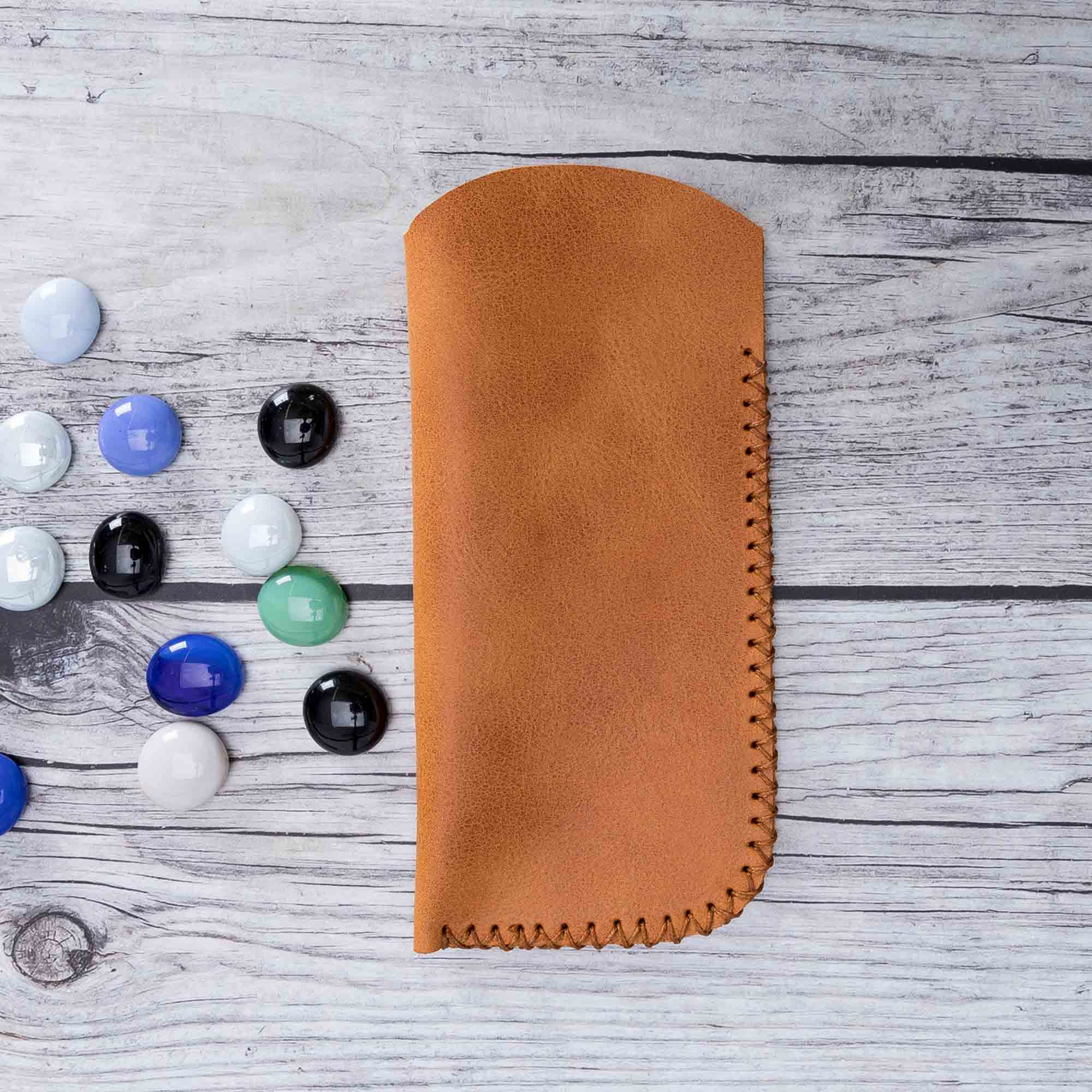 Leather Case For Glasses - TAN - saracleather