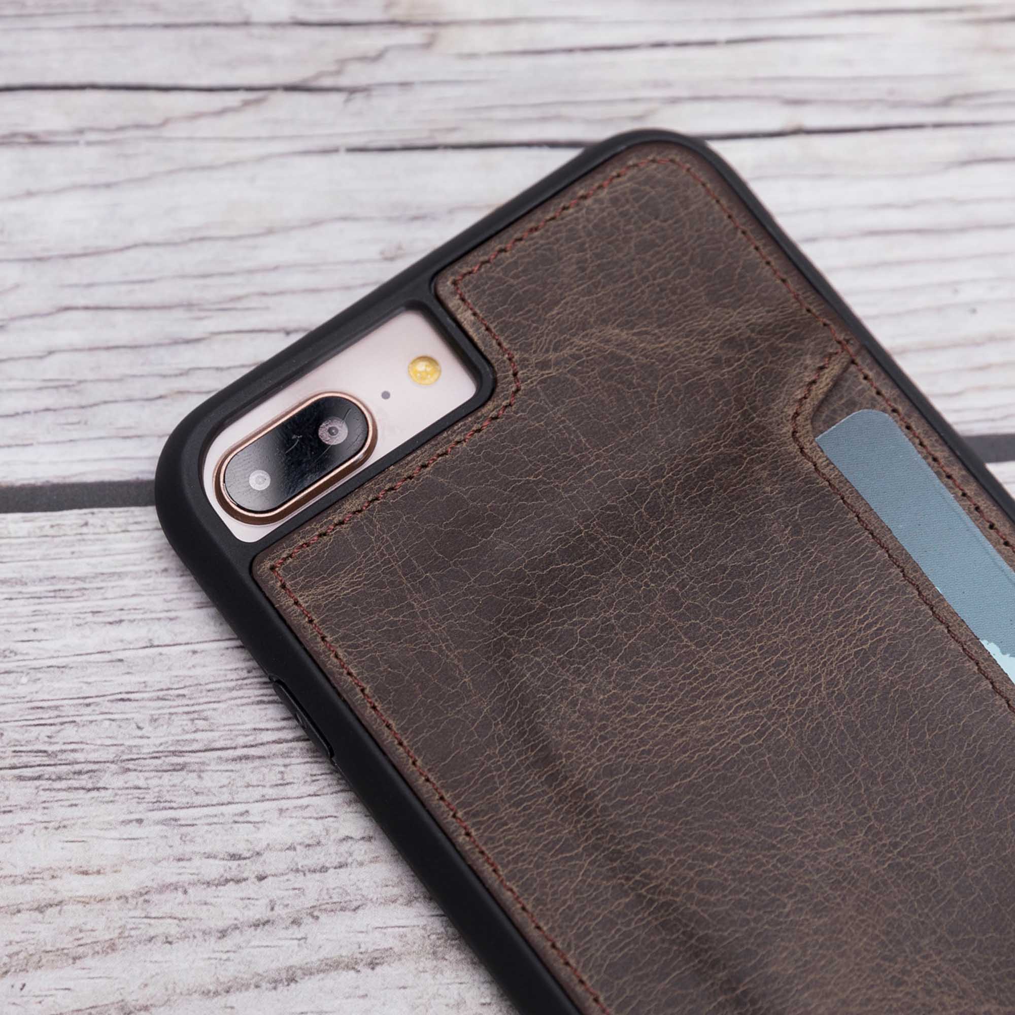 Flex Cover CC Leather Case for iPhone 8 Plus / 7 Plus - BROWN - saracleather