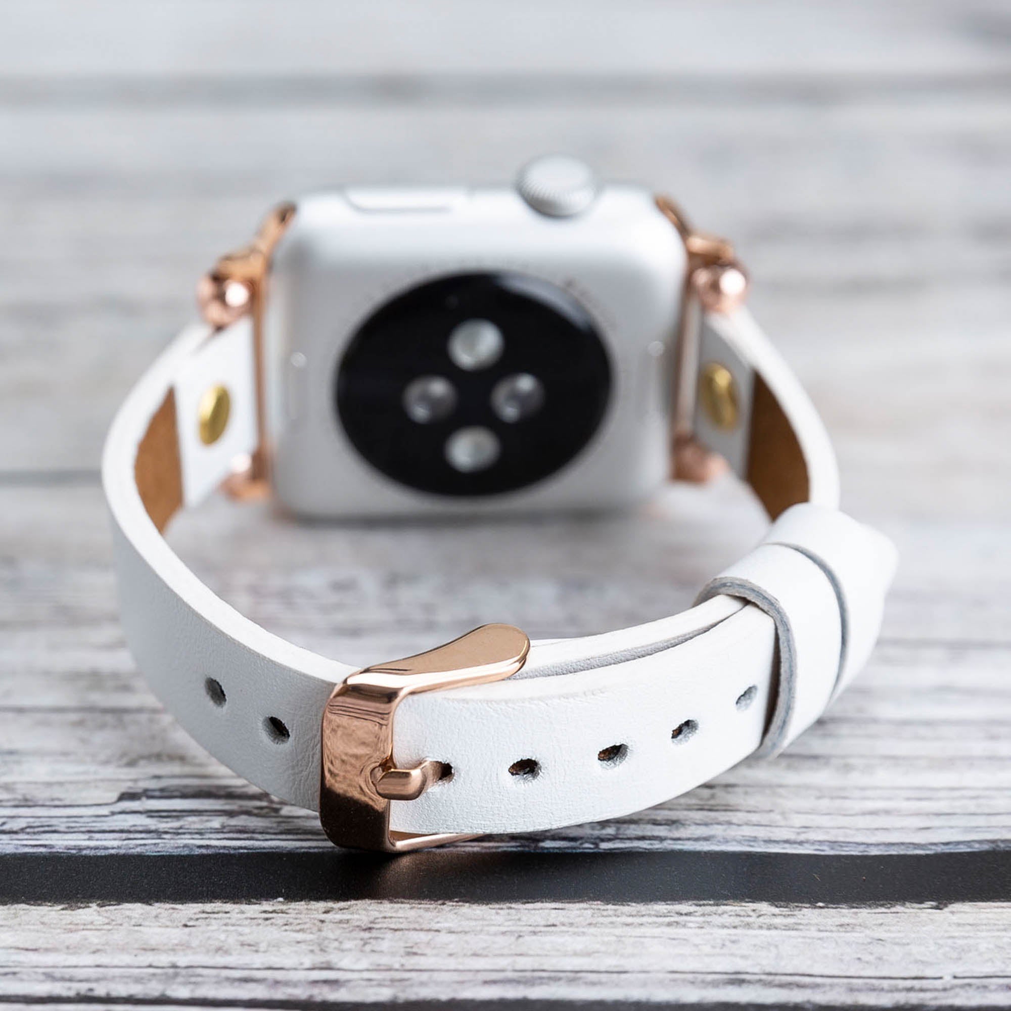 Ferro Strap - Full Grain Leather Band for Apple Watch - WHITE - saracleather